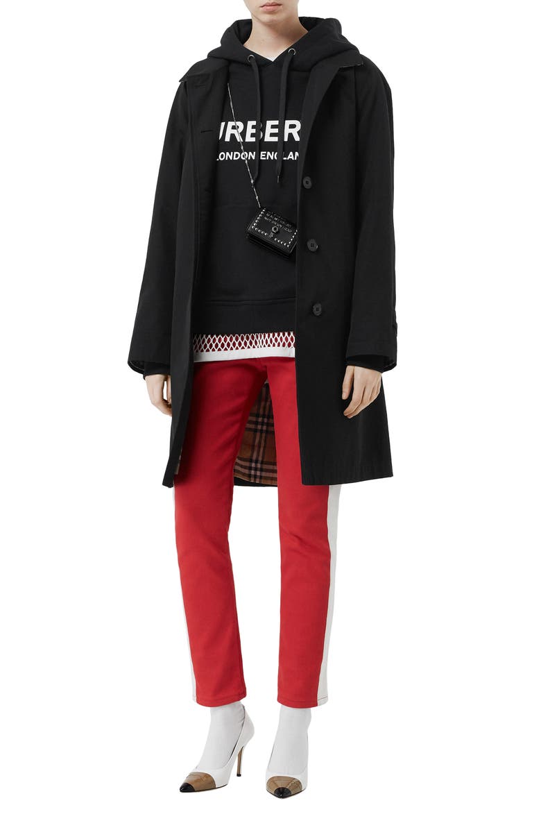 Burberry Logo Print Cotton Sweatshirt Hoodie In Black