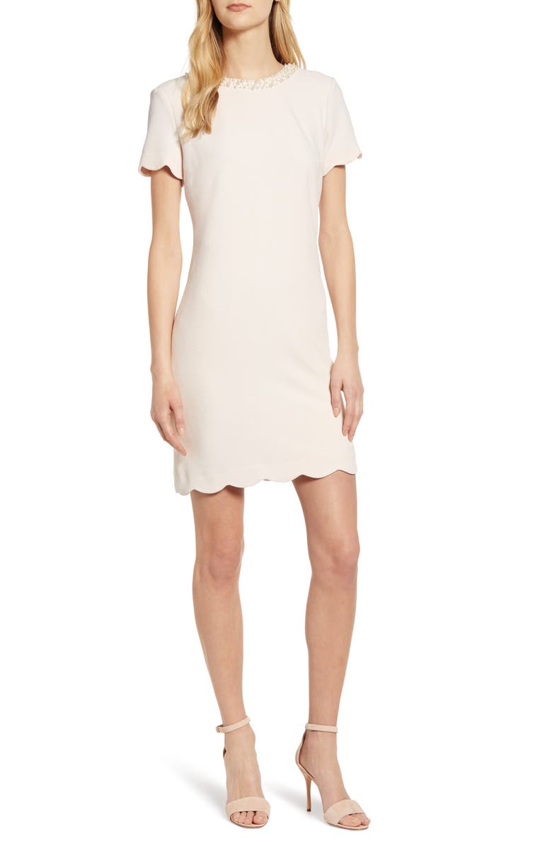 Karl Lagerfeld Dresses FAUX PEARL DETAIL SHEATH DRESS