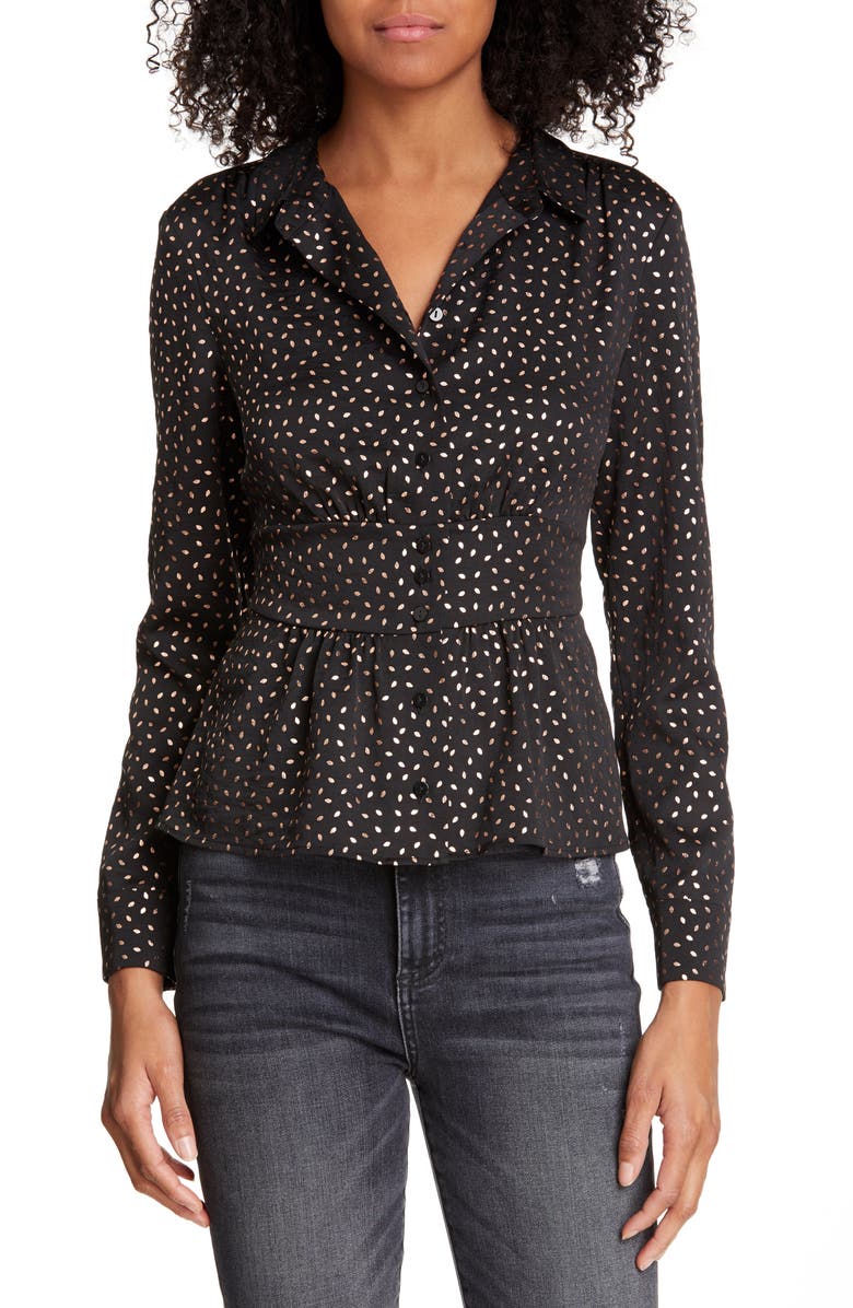 Ba&sh T-shirts GLORIO FOIL PRINT PEPLUM SHIRT