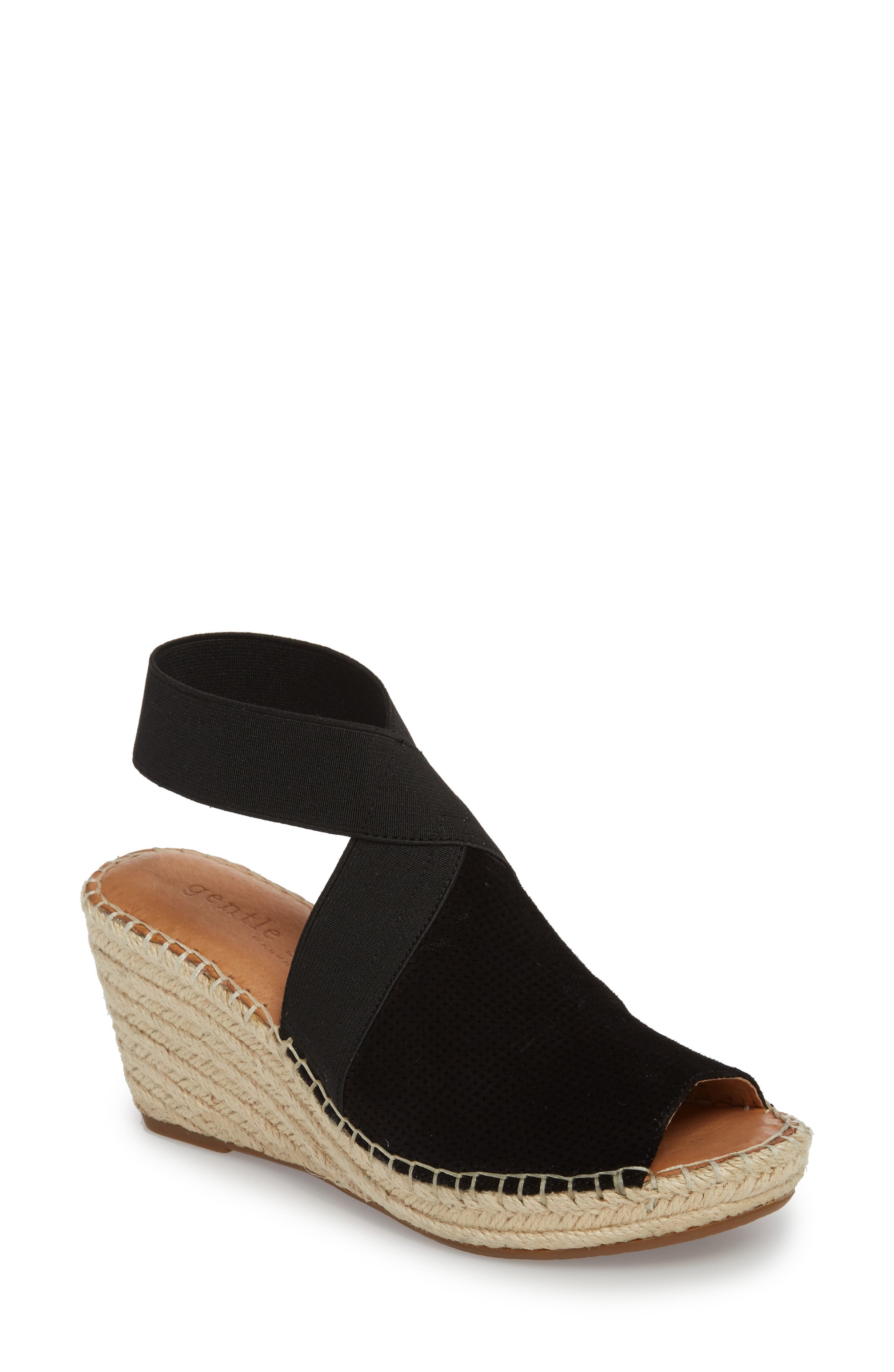 GENTLE SOULS SIGNATURE Colleen Espadrille Wedge, Main, color, BLACK SUEDE