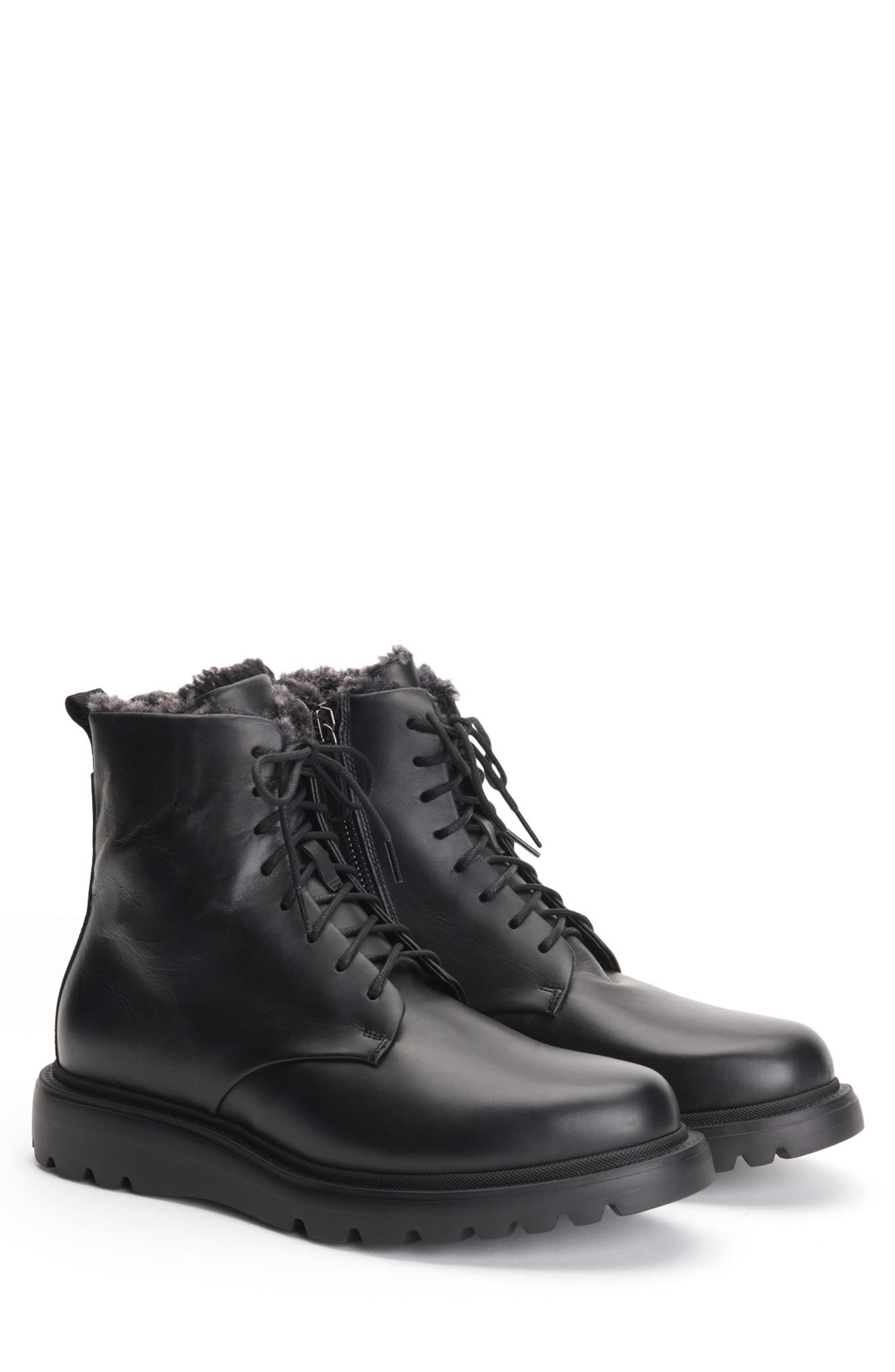Aquatalia Charles Genuine Shearling Water Resistant Hiking Waterproof Boot- Black