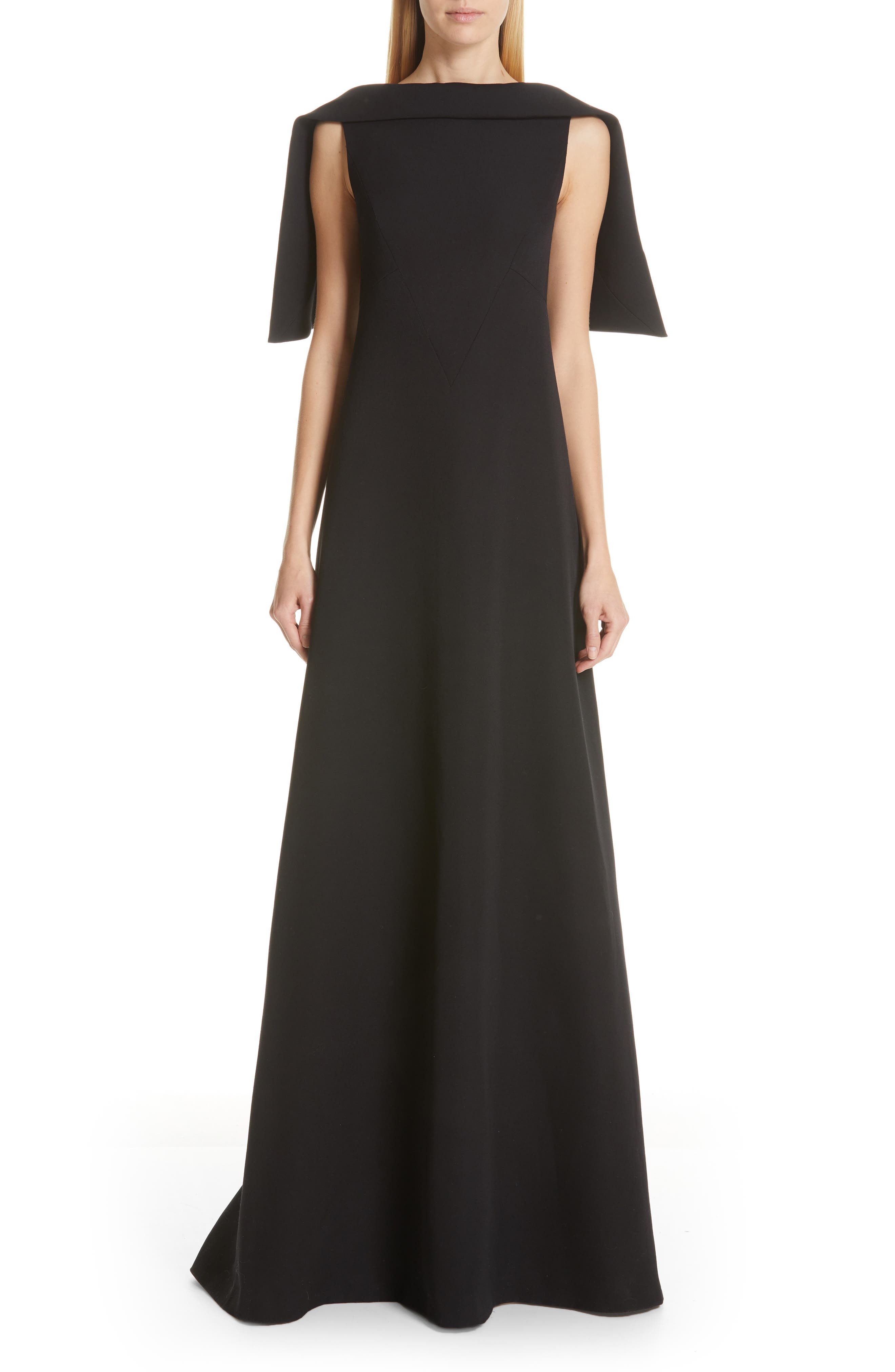 Givenchy Embellished Cape Wool Dress, Black