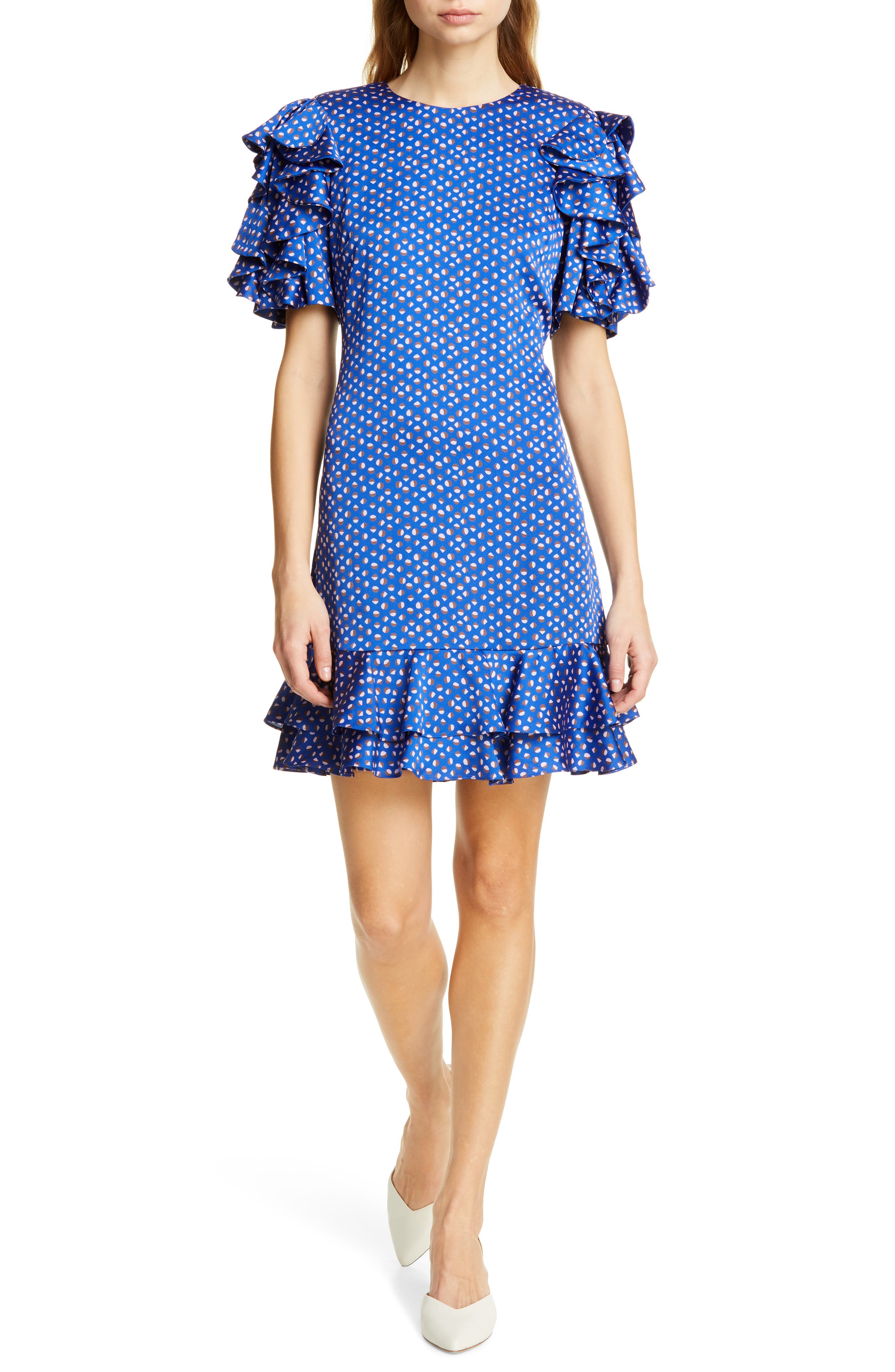 Kate Spade New York Geo Dot Satin Shift Dress, Blue