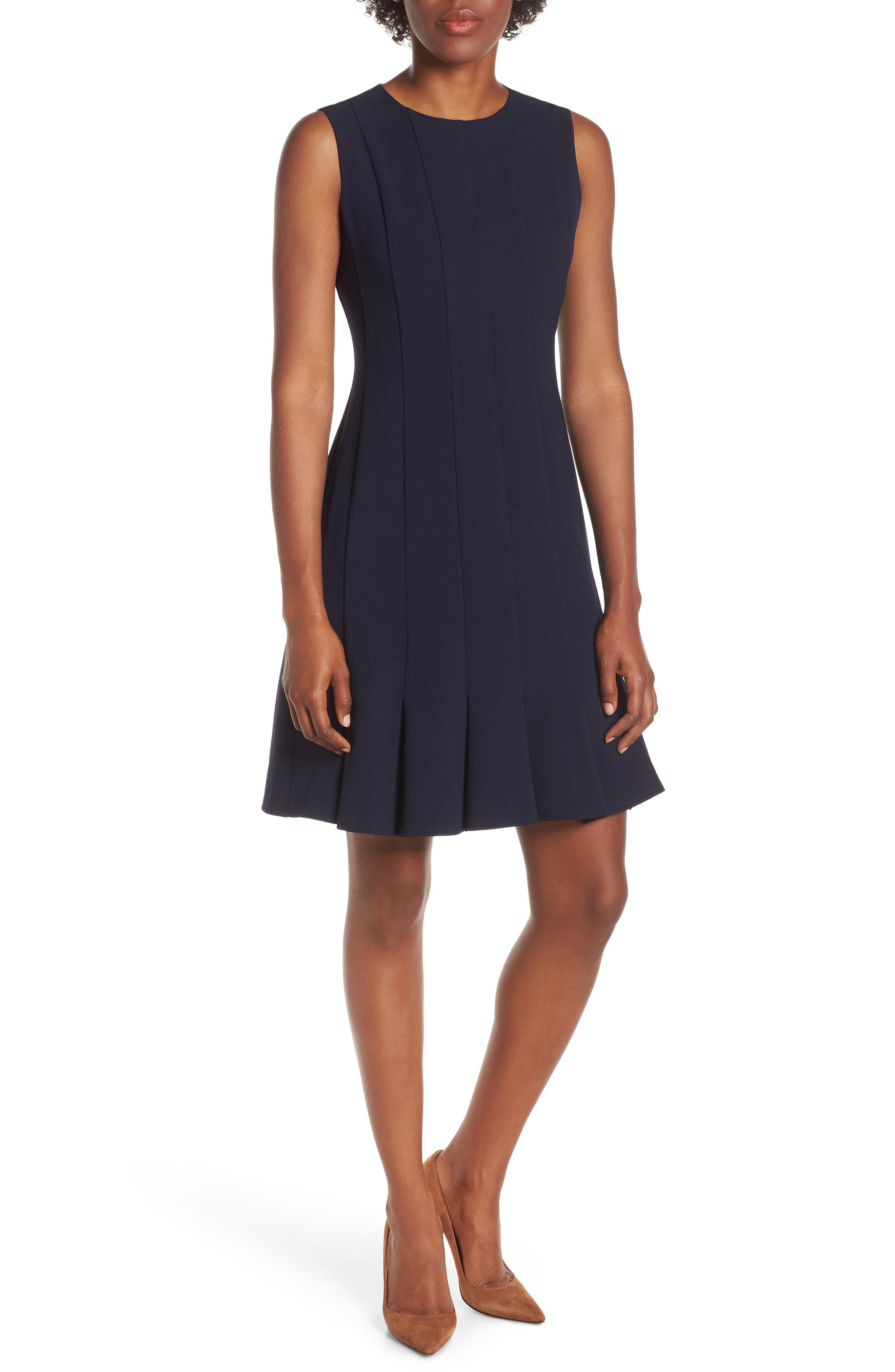 Julia Jordan Sleeveless Pleat Panel Fit & Flare Dress, Blue