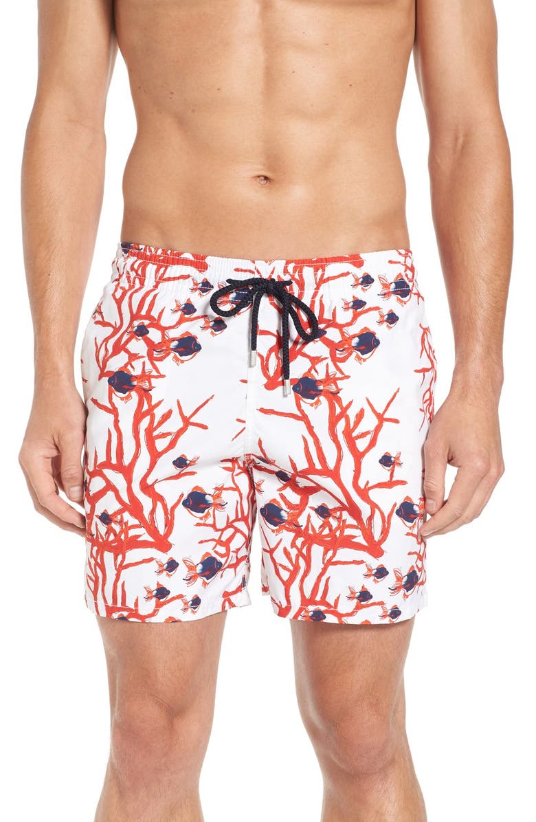 Click to view more detailed imagery on our partner's website Vilebrequin Moorea Coral & Fish Printed Swim Trunks In White