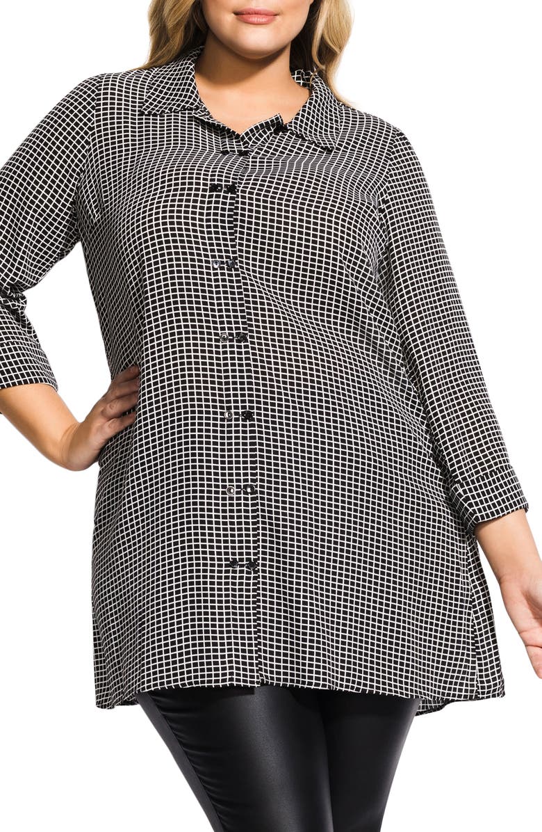 City Chic DOUBLE BUTTON TUNIC TOP