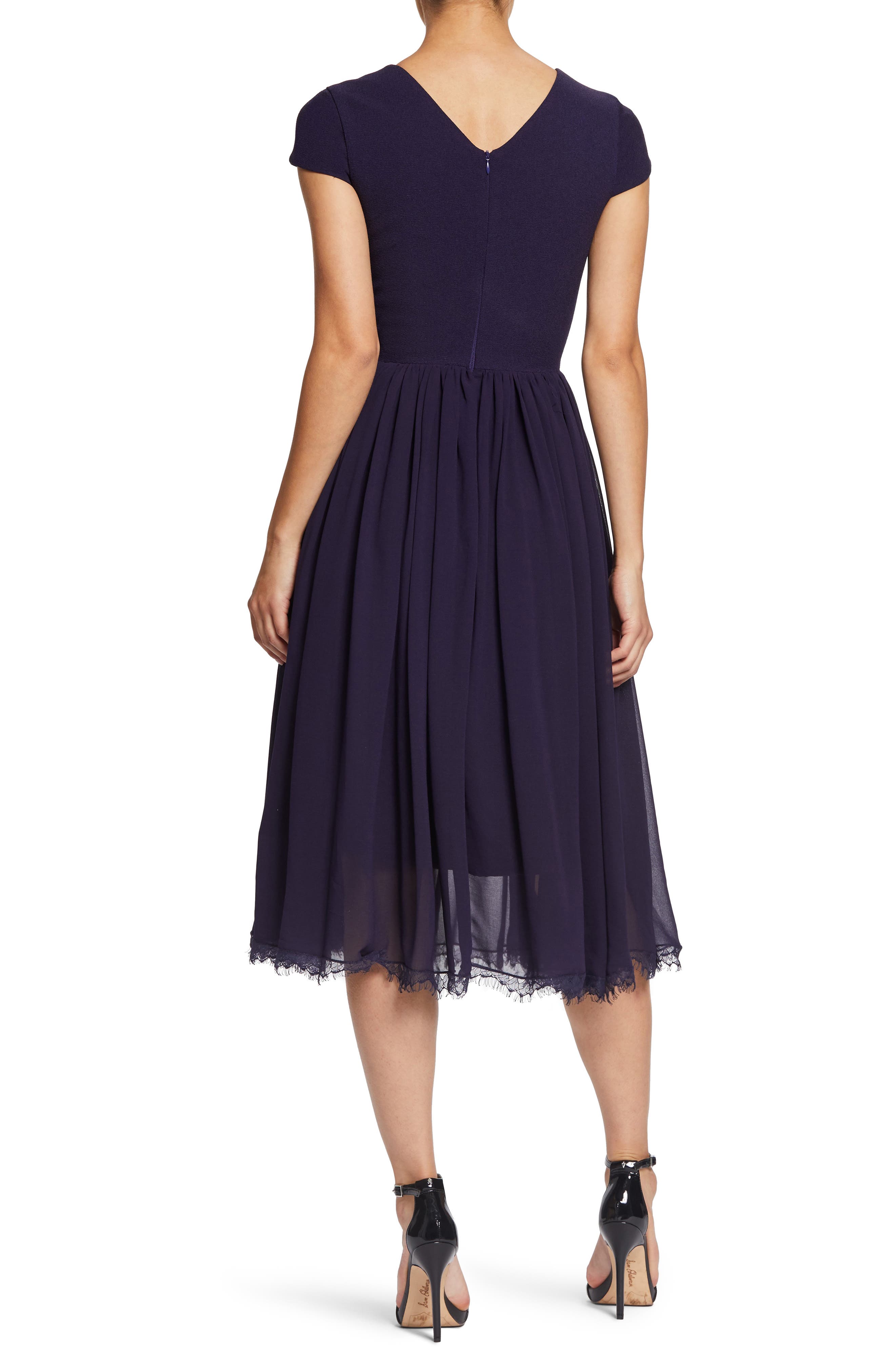 Dress The Population Corey Chiffon Fit & Flare Cocktail Dress In  Boysenberry | ModeSens