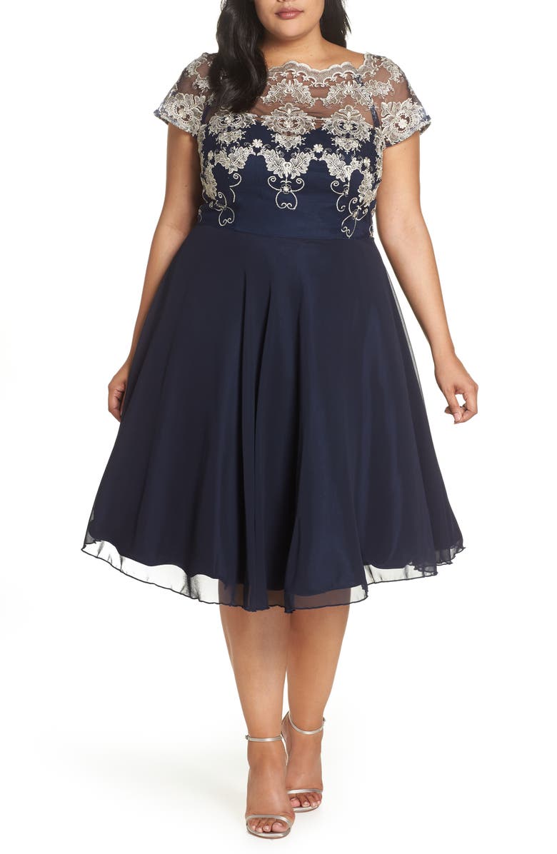 Chi Chi London Baroque Fit & Flare Dress (Plus Size) | Nordstrom