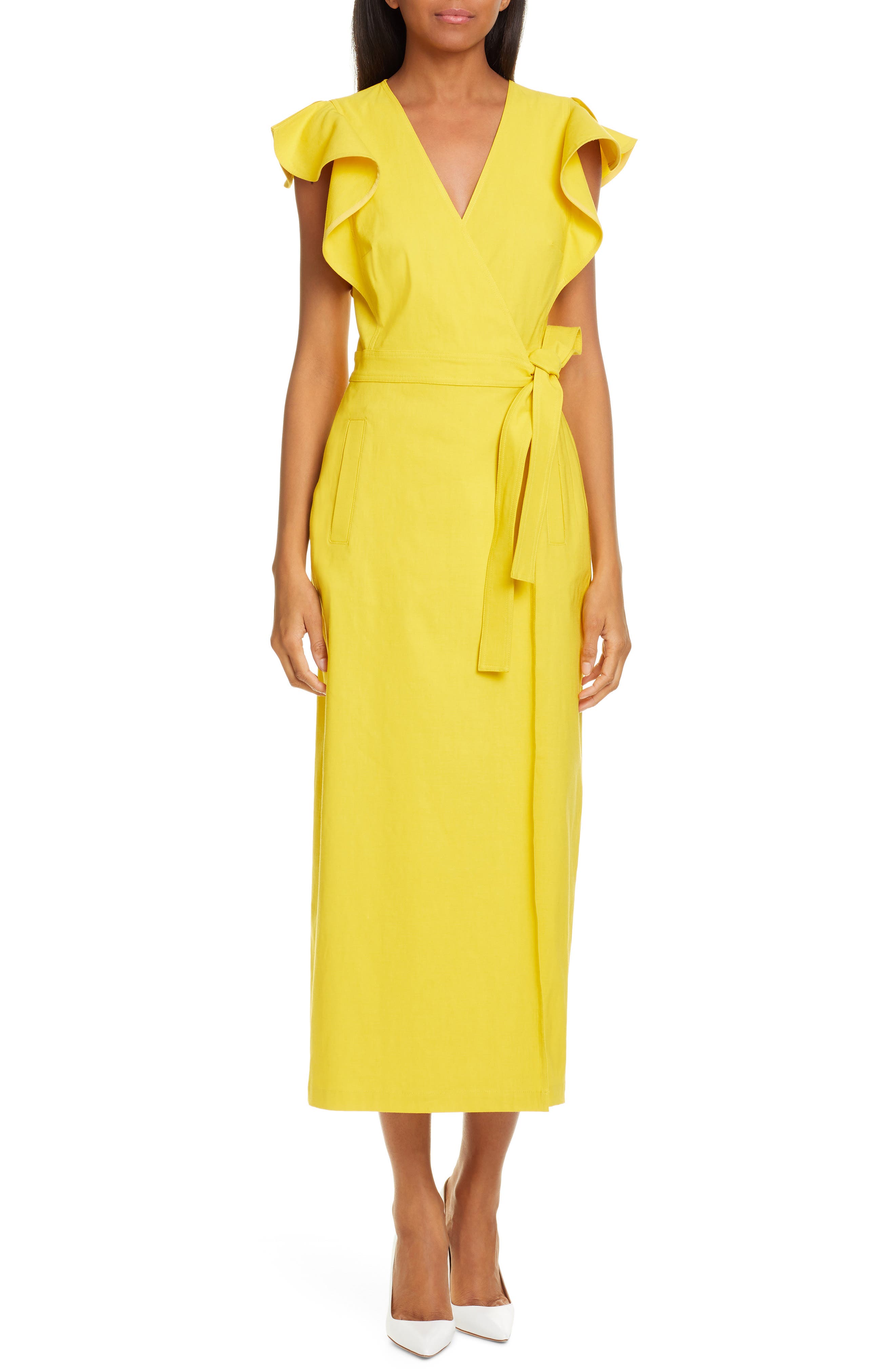 A.l.c. Walker Midi Wrap Dress, Yellow