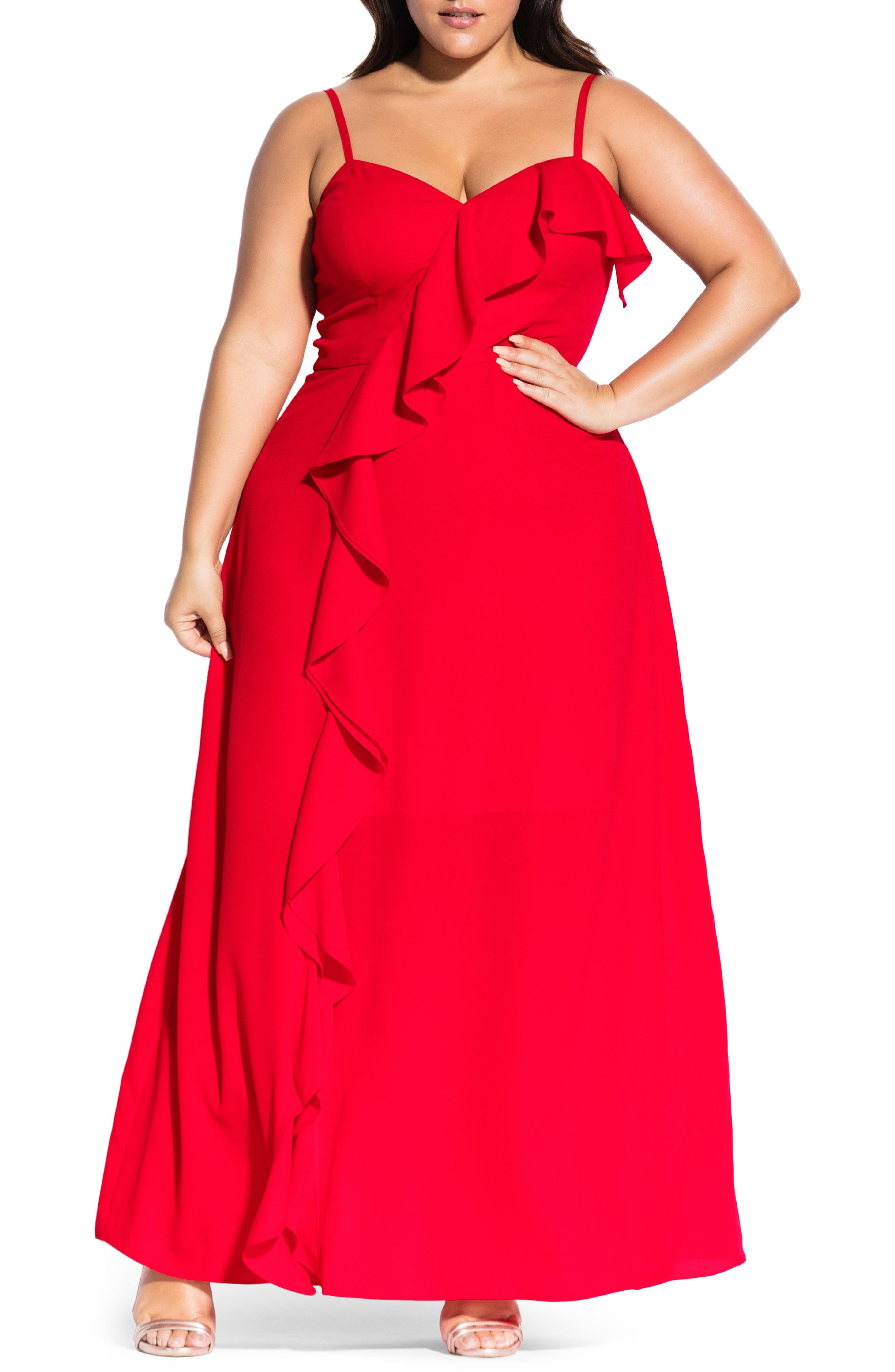 Plus Size City Chic Catalina Maxi Dress, Red