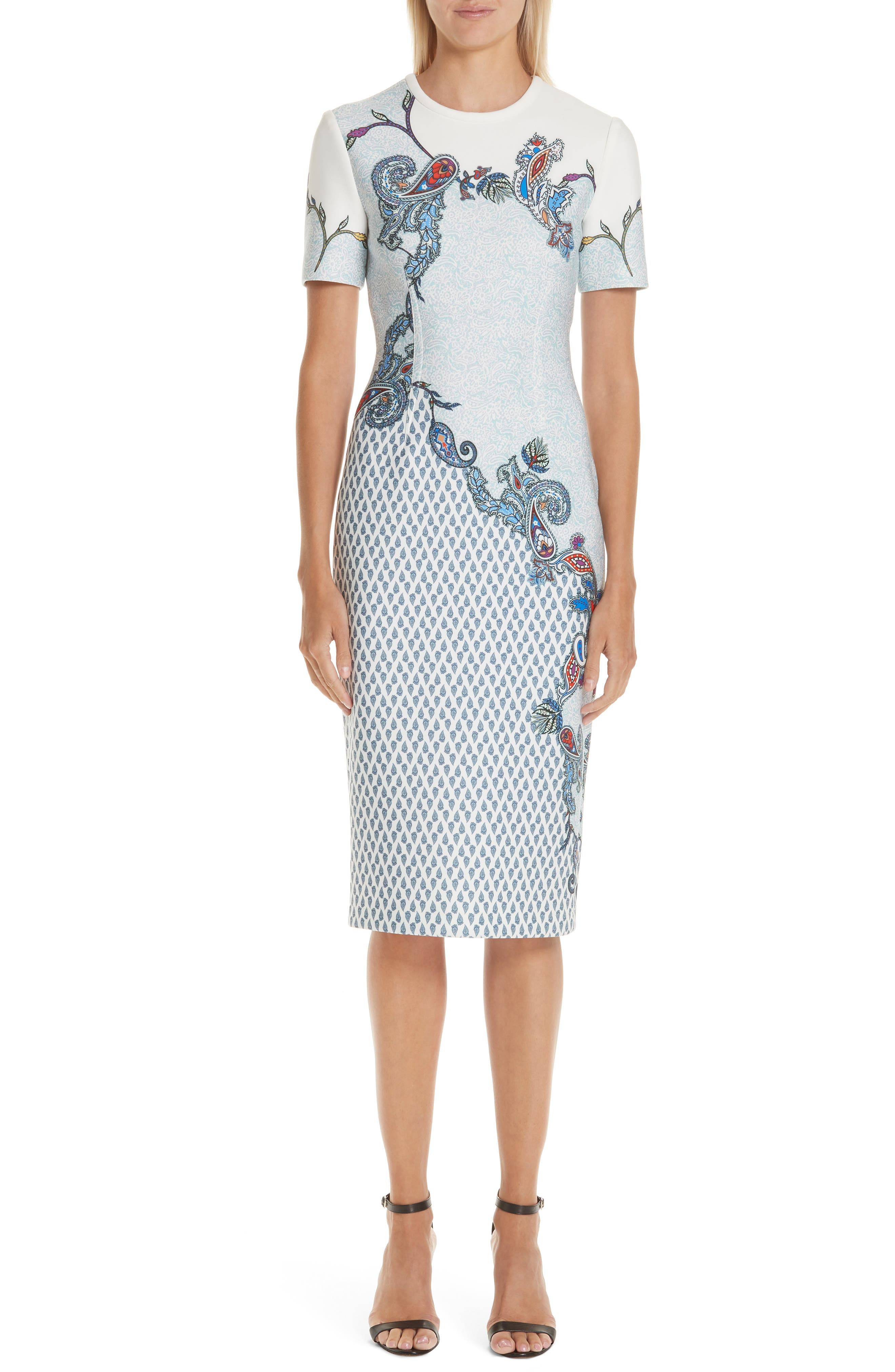 Yigal Azrouel Paisley Print Scuba Dress, Blue