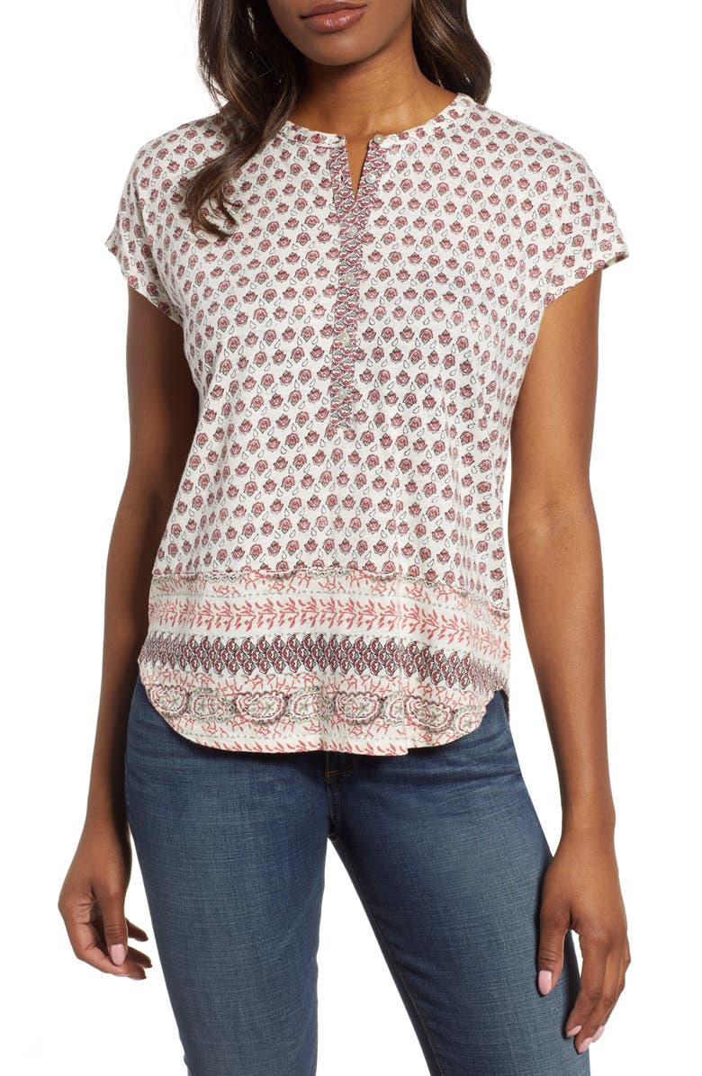Lucky Brand Tops PRINT CAP SLEEVE TOP