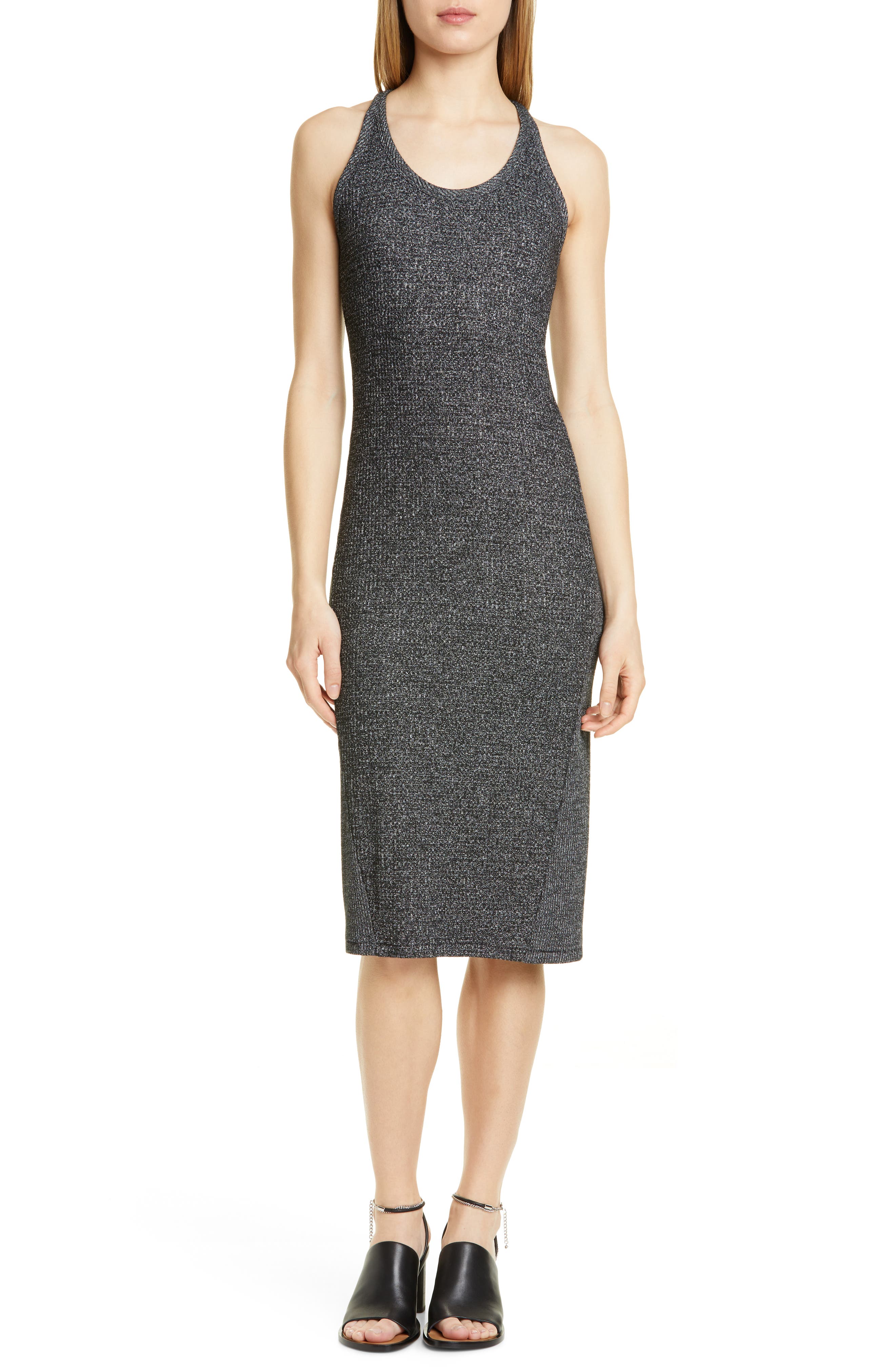 Rag & Bone Clara Torqued Midi Tank Dress, Black