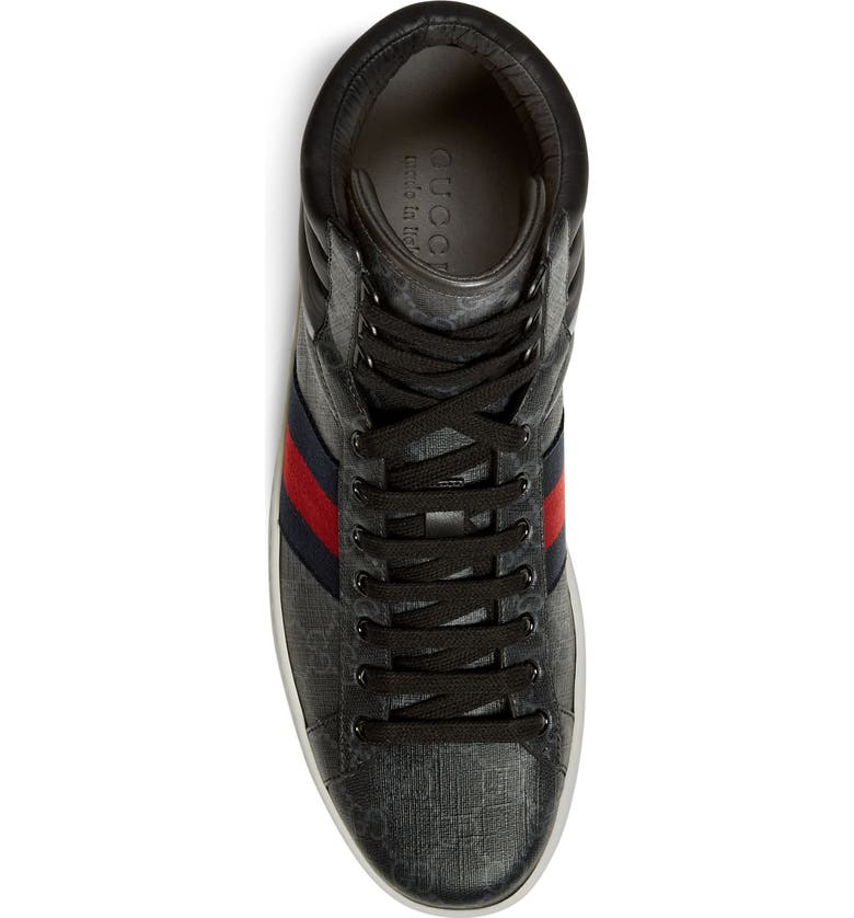 Gucci Men's Ace Gg Canvas High-Top Sneakers In Black