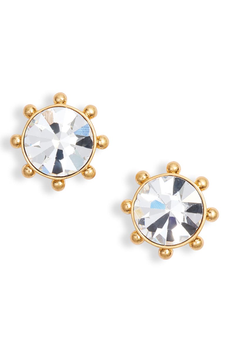 KATE SPADE NEW YORK flying colors bezel stud earrings, Main, color, CLEAR