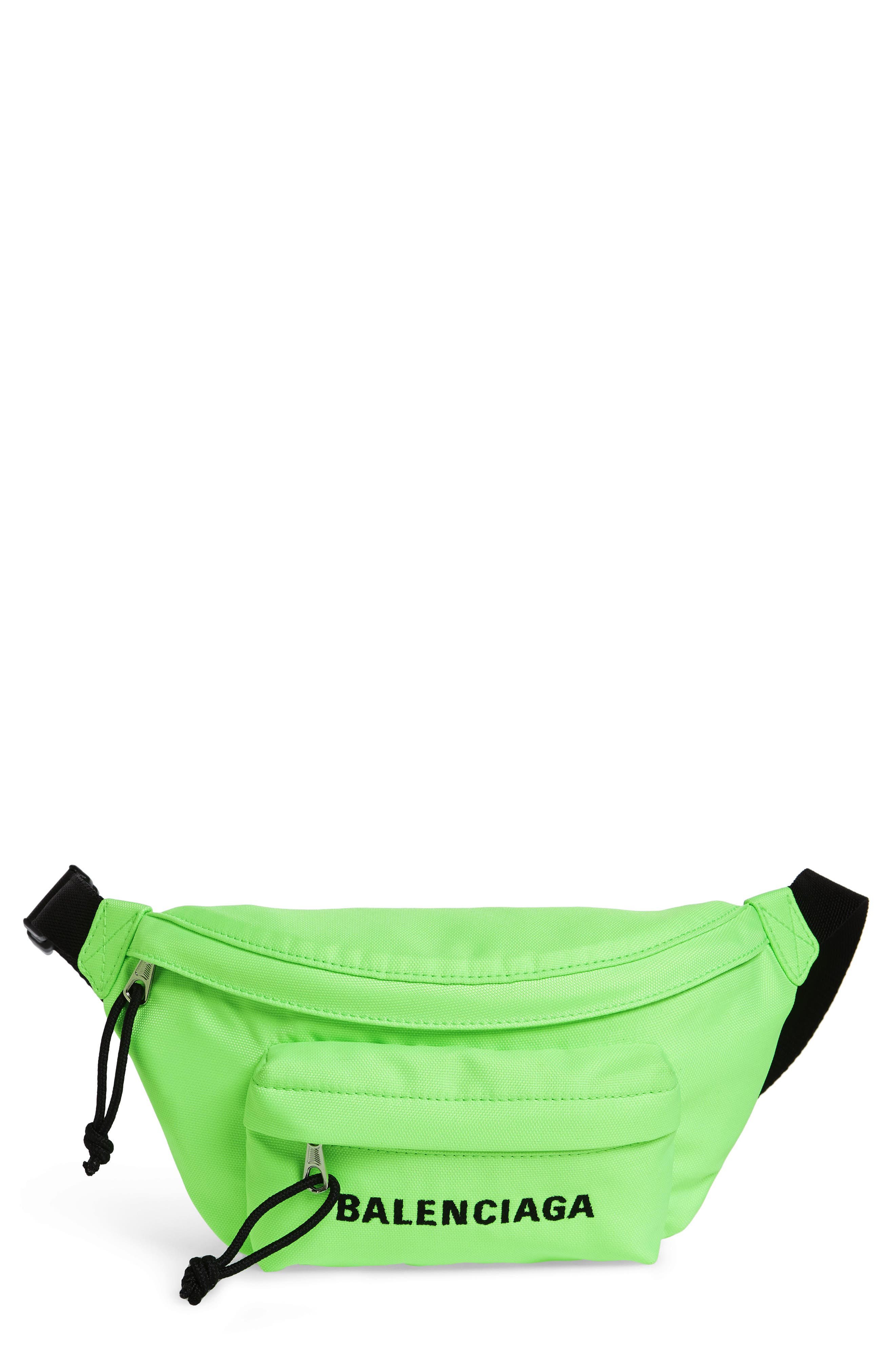 BALENCIAGA Logo Canvas Belt Bag, Main, color, FLUORESCENT GREEN