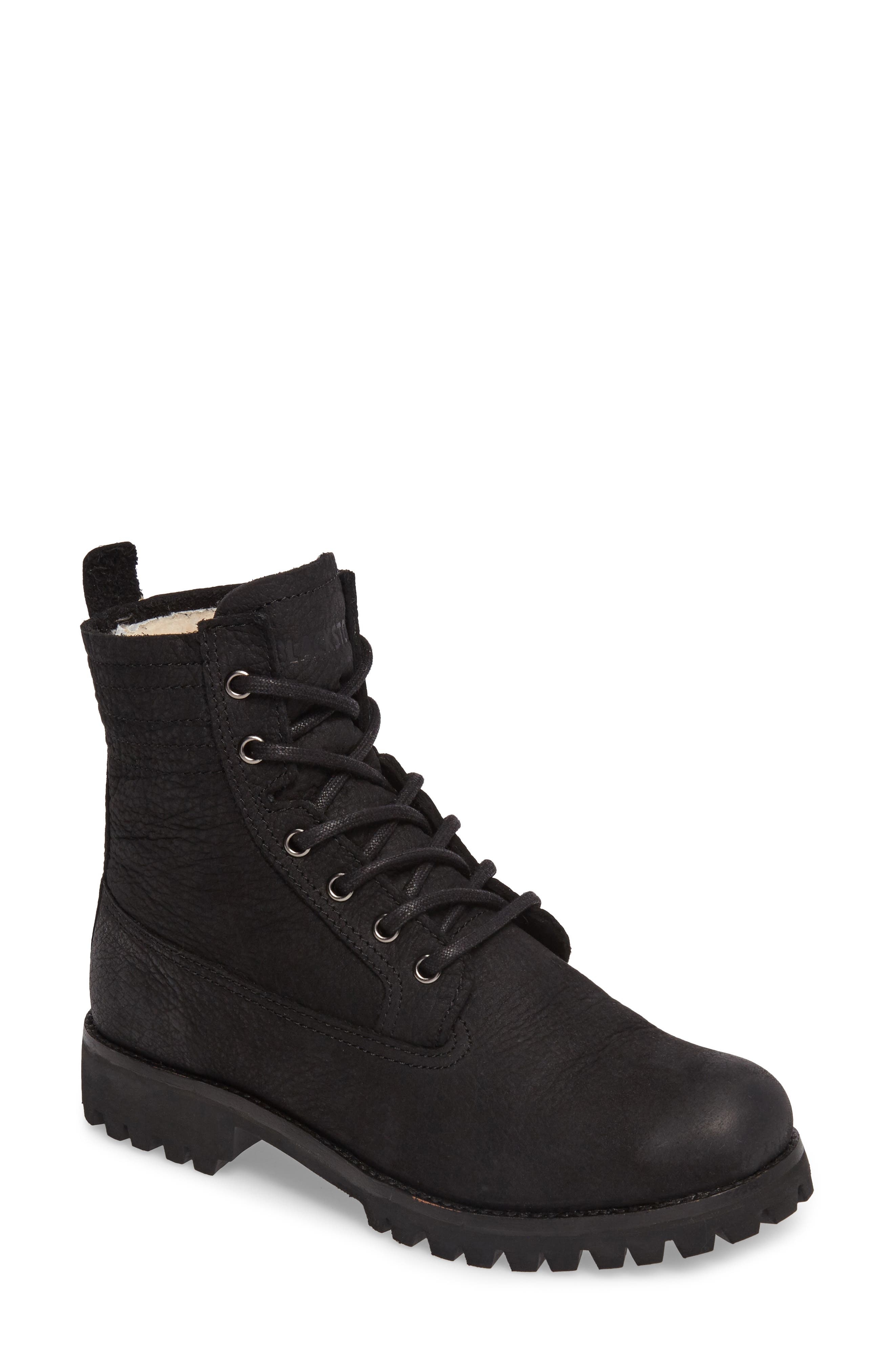 Blackstone Ol22 Lace-Up Boot With Genuine Shearling Lining Black