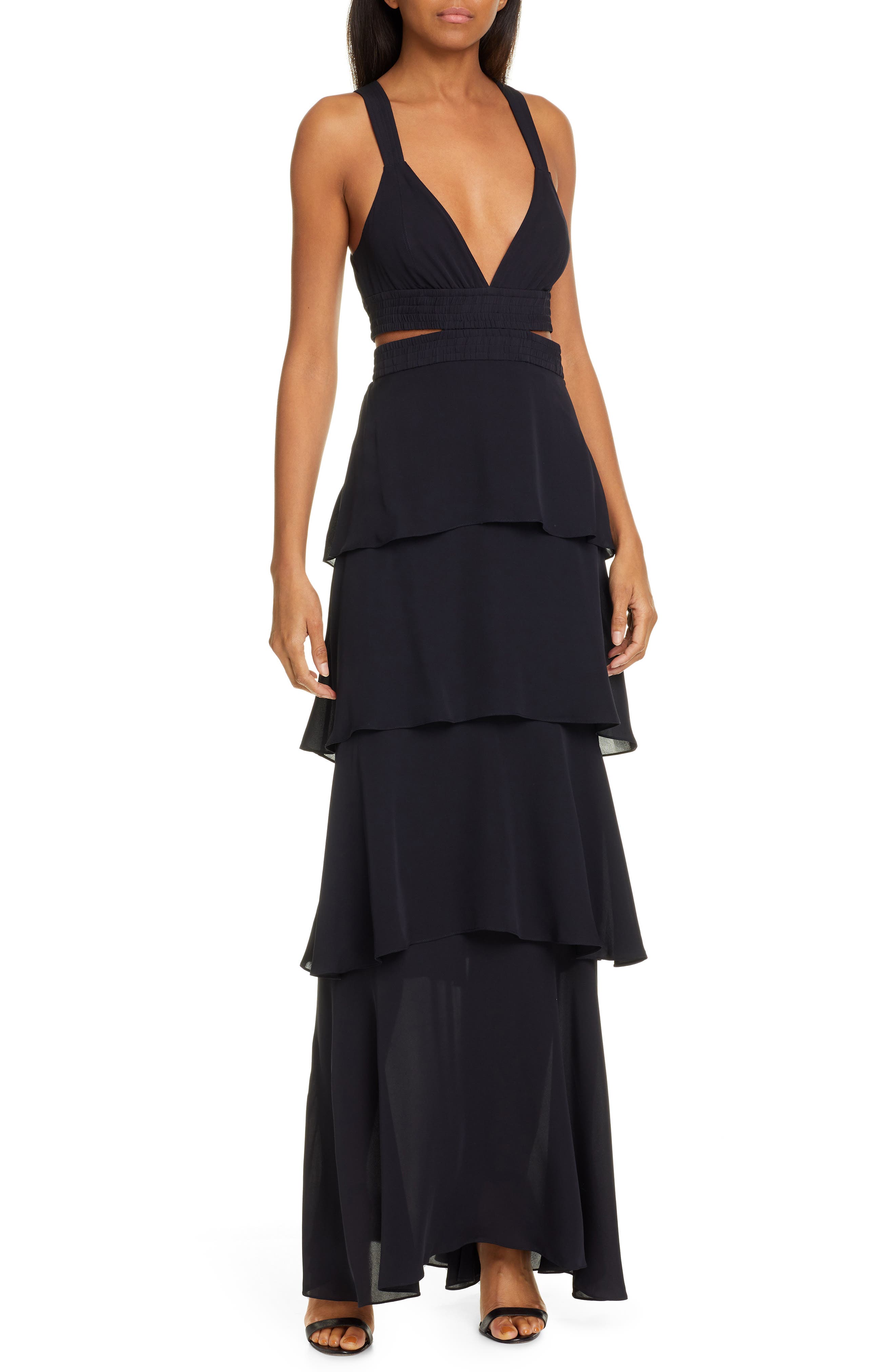 A.l.c. Lita Ruffle Silk Maxi Dress, Blue