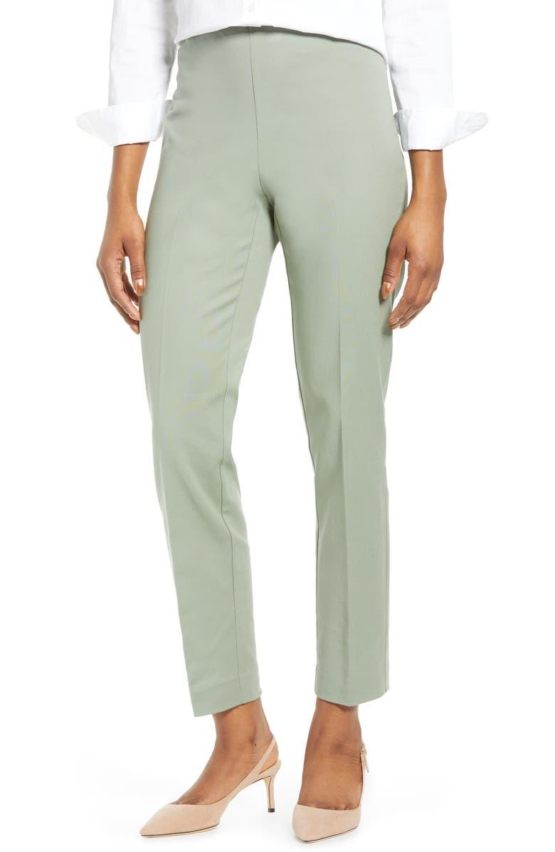 VINCE CAMUTO Side Zip Stretch Cotton Blend Pants, Main, color, SMOKED SAGE