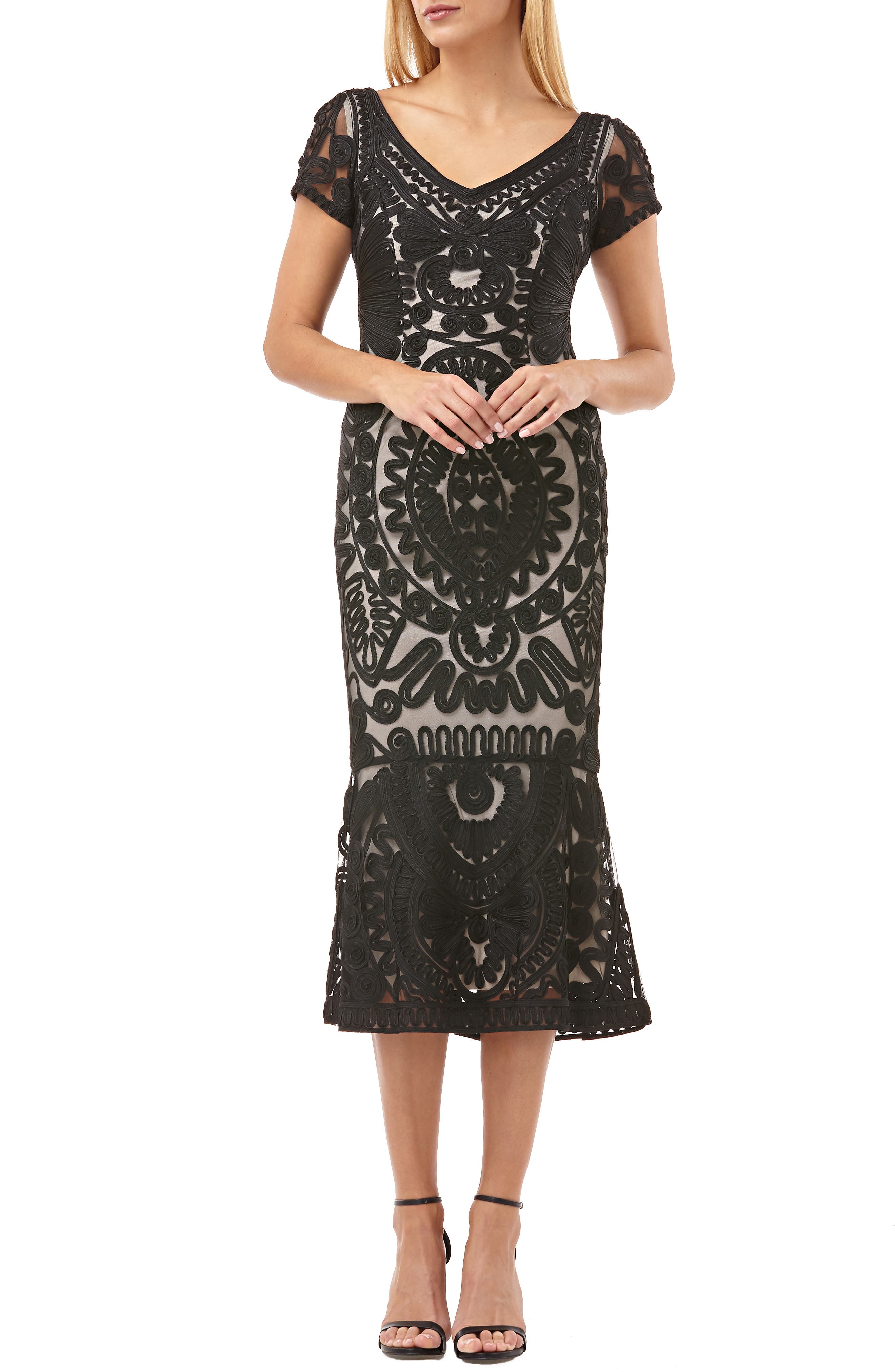 Js Collections Soutache Trumpet Dress, Black