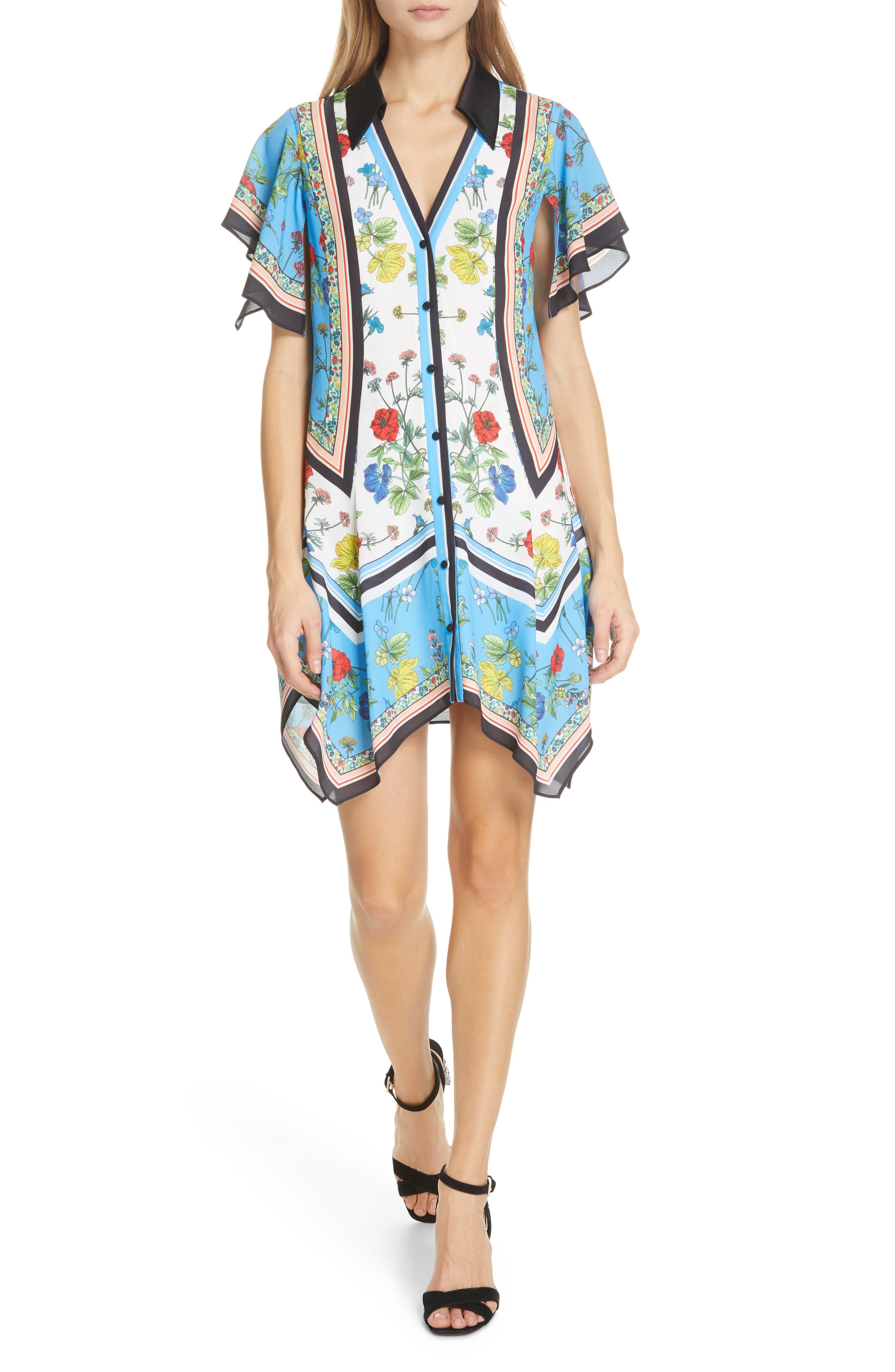 Alice + Olivia Conner Handkerchief Hem Dress, Blue