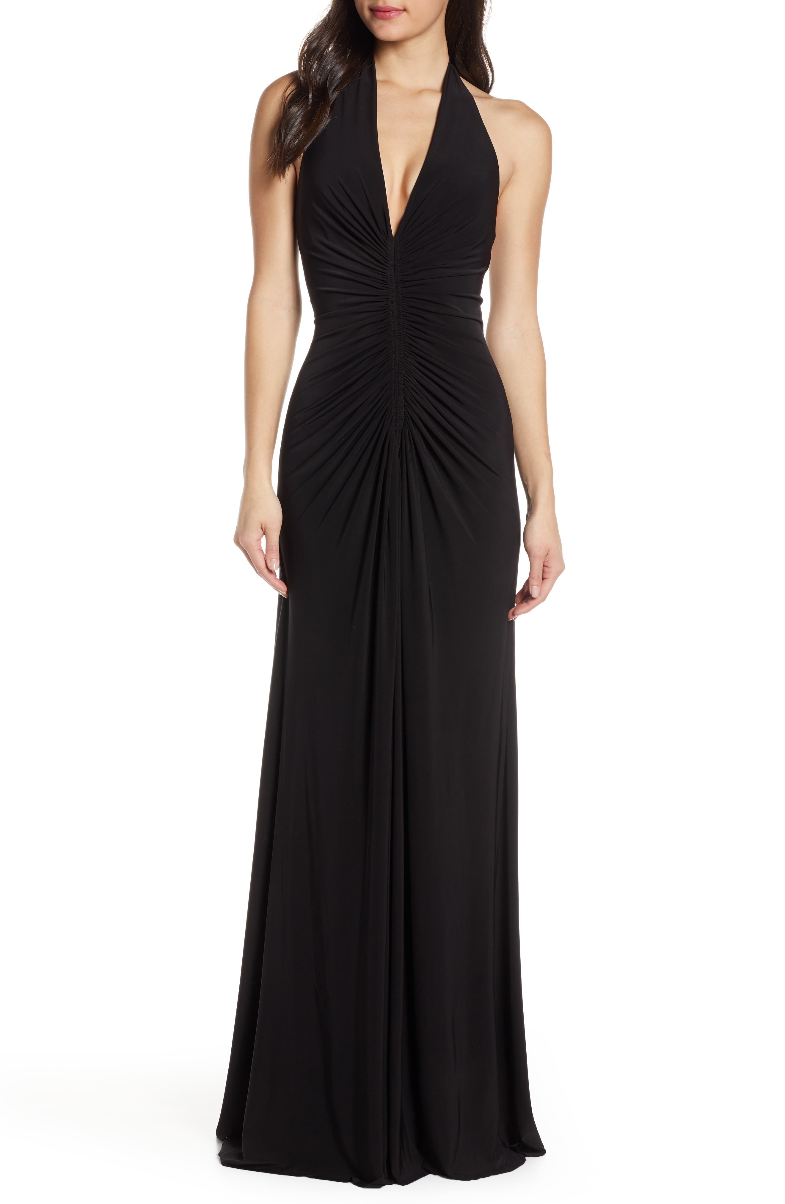 Jill Jill Stuart Jersey Halter Gown, Black