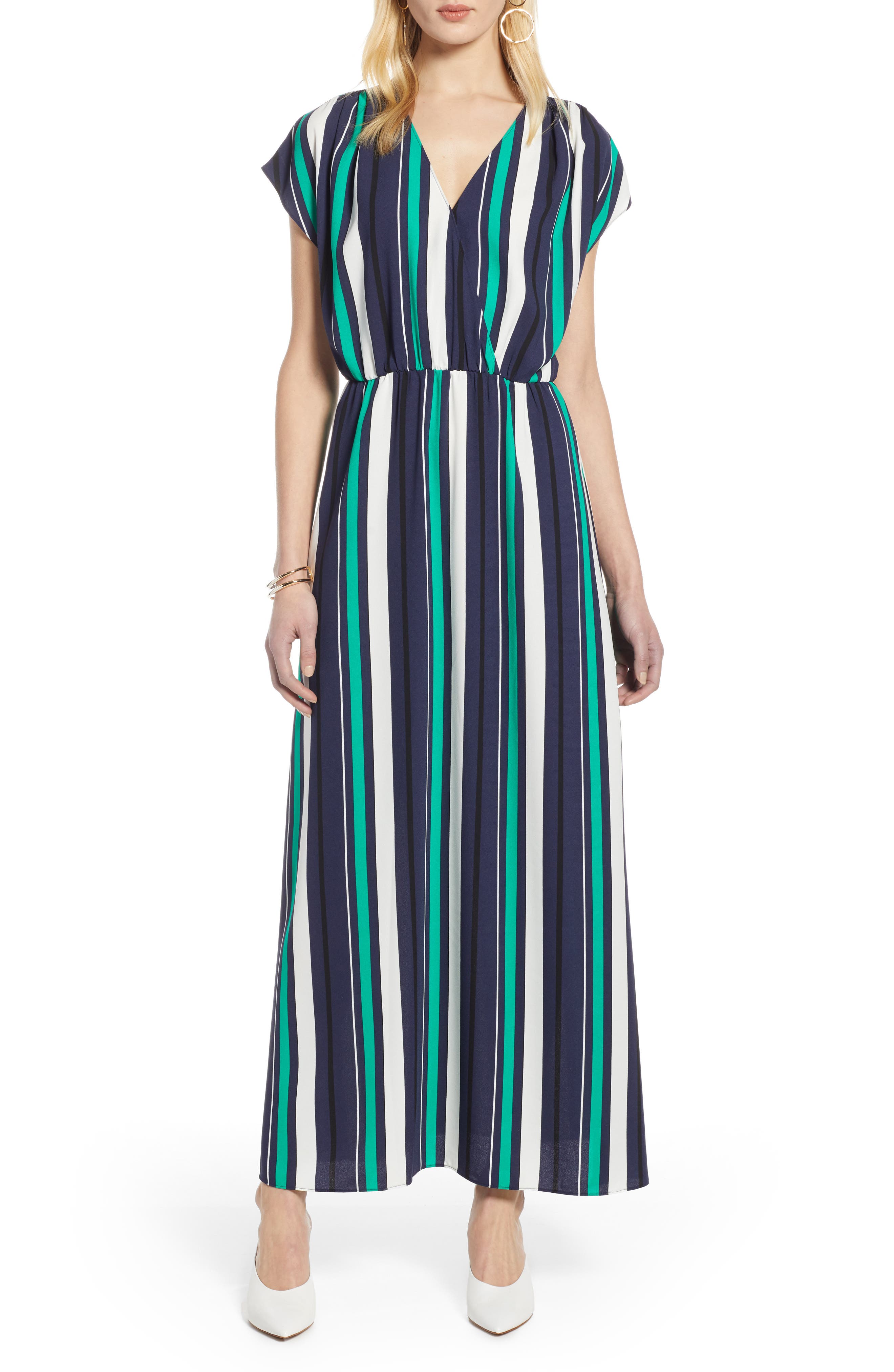 Halogen V-Neck Maxi Dress, Blue