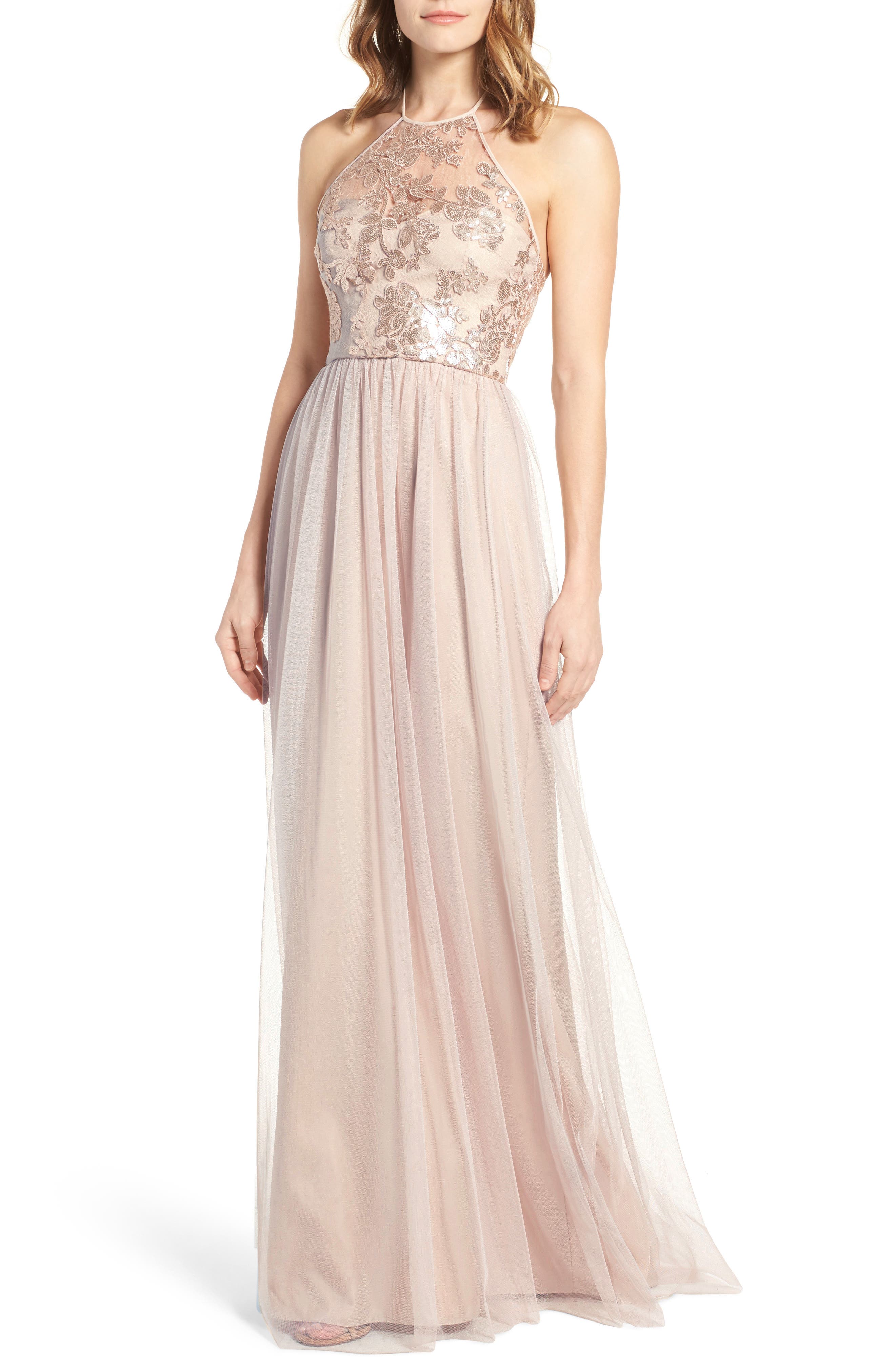Amsale Sheridan Sequin Halter Dress