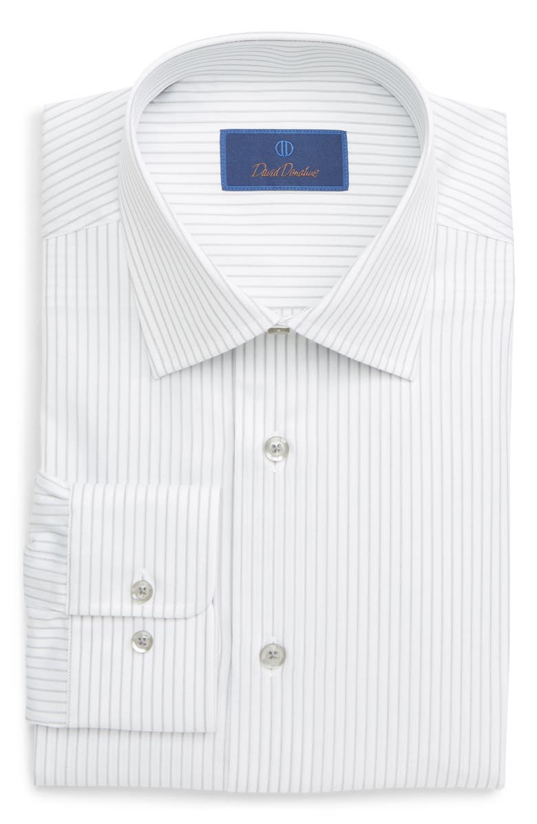 David Donahue REGULAR FIT STRIPE DRESS SHIRT