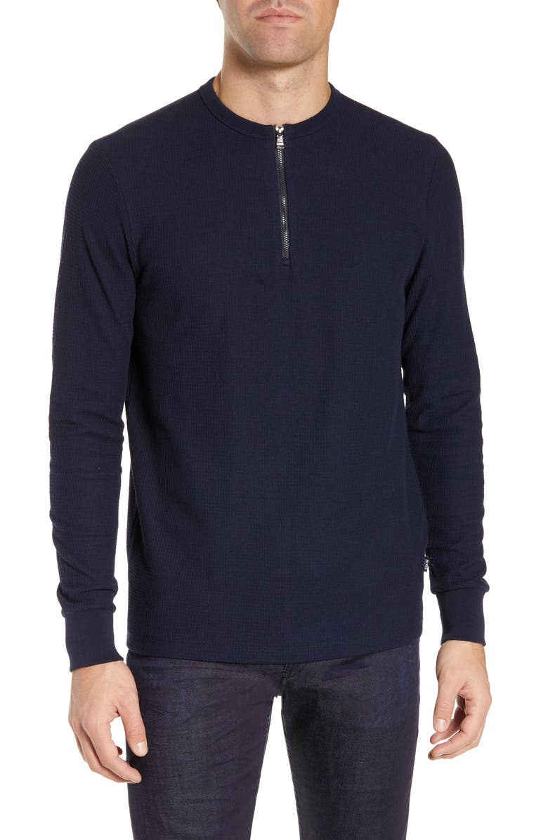 Boss T-shirts TEXTOR REGULAR FIT QUARTER ZIP THERMAL T-SHIRT