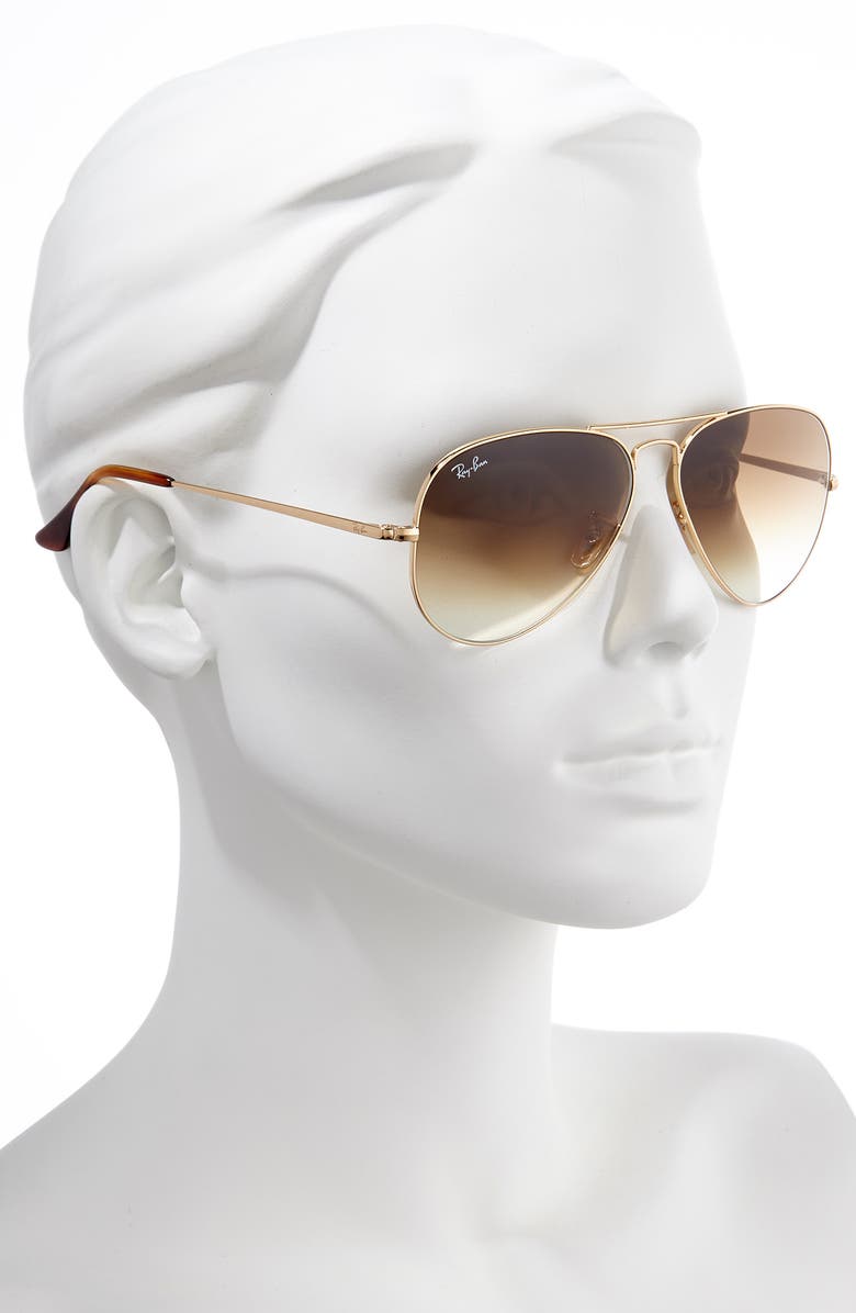 RAY BAN 58MM AVIATOR SUNGLASSES - GOLD/ BROWN GRADIENT,RB368958-Y