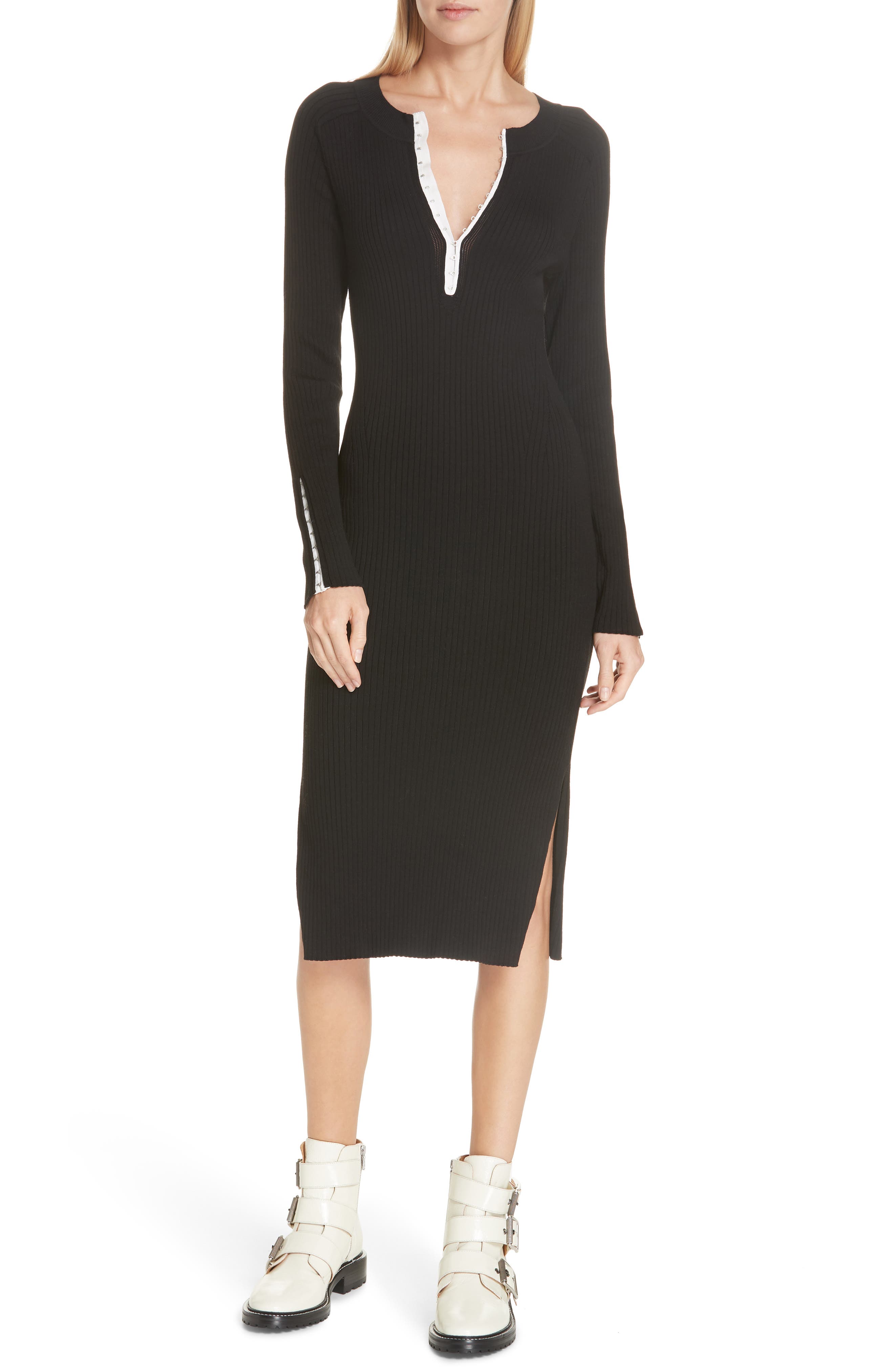 Rag & Bone Brynn Rib Knit Dress, Black