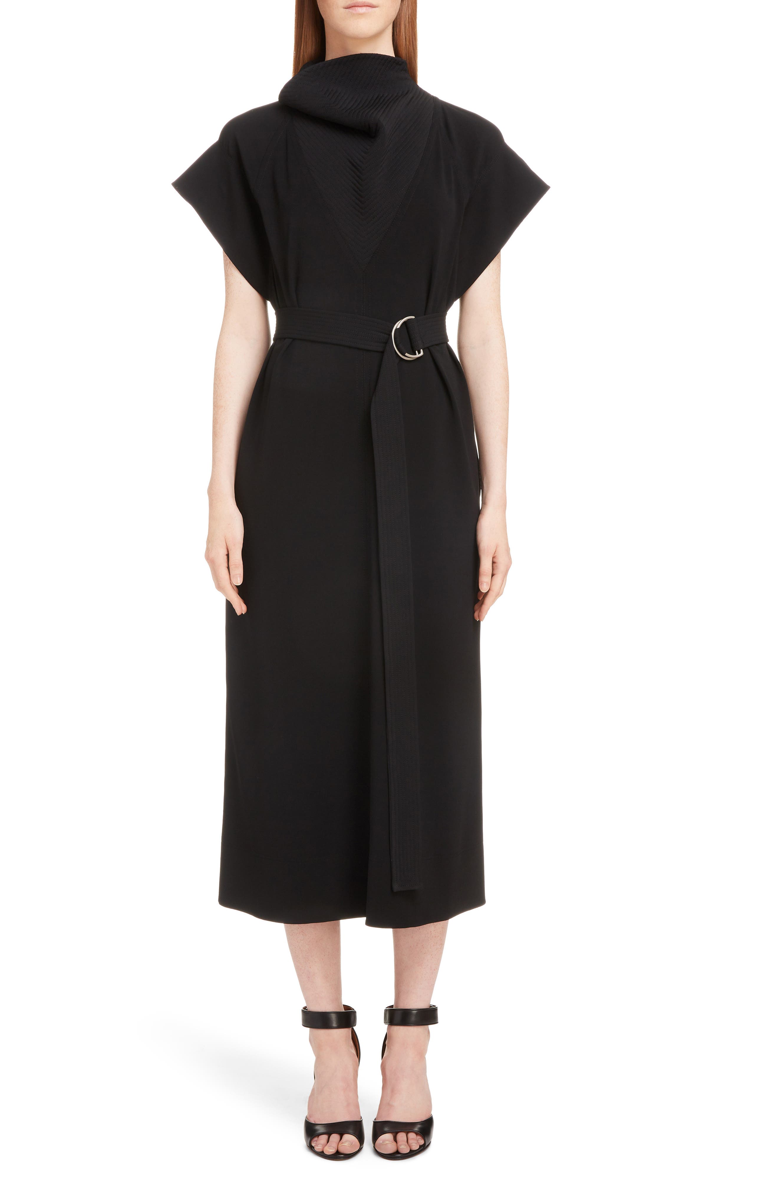 Givenchy Topstitch Jersey A-Line Midi Dress, 8 FR - Black