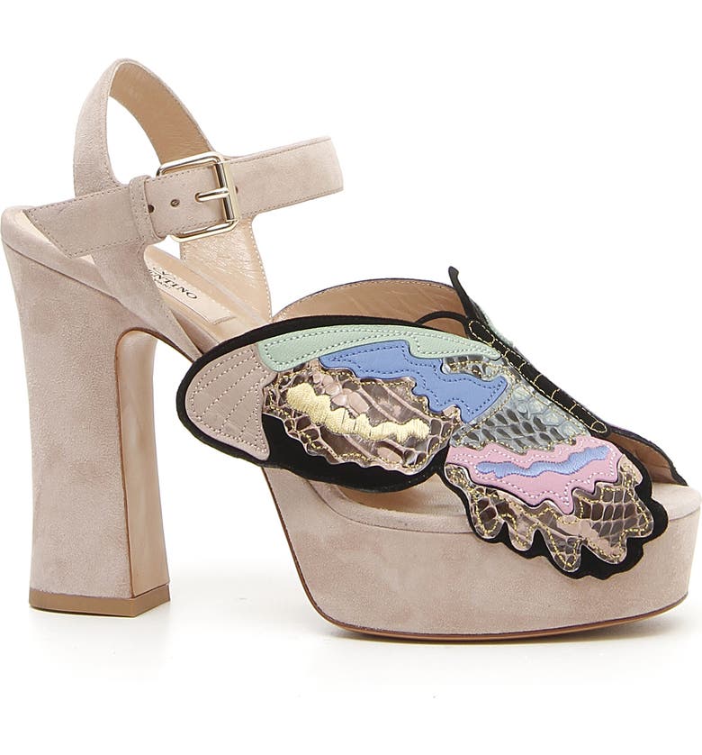 Valentino Platforms Butterfly Genuine Snakeskin Platform Sandal