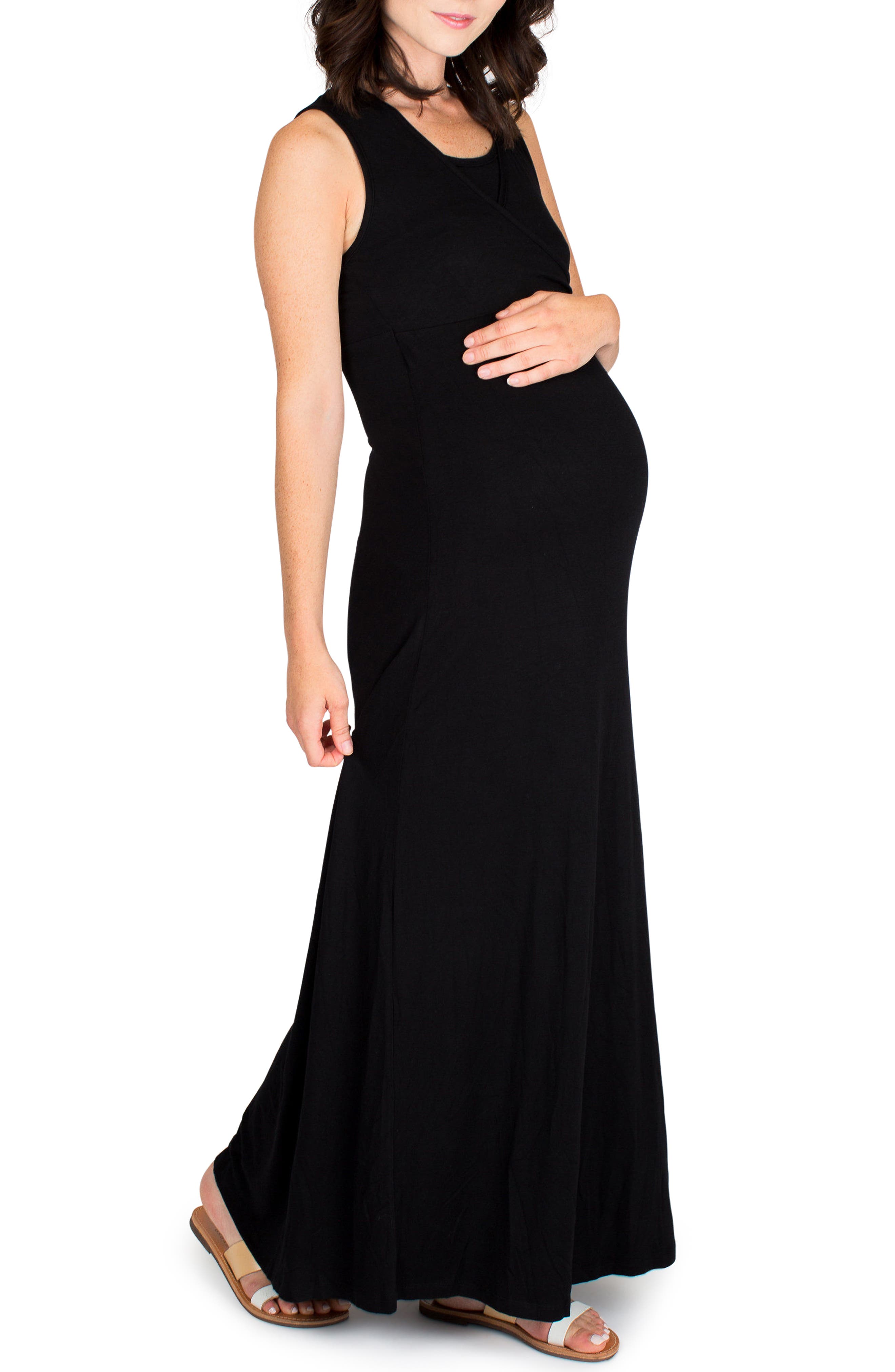 Nom Maternity Jersey Maternity/nursing Dress, Black