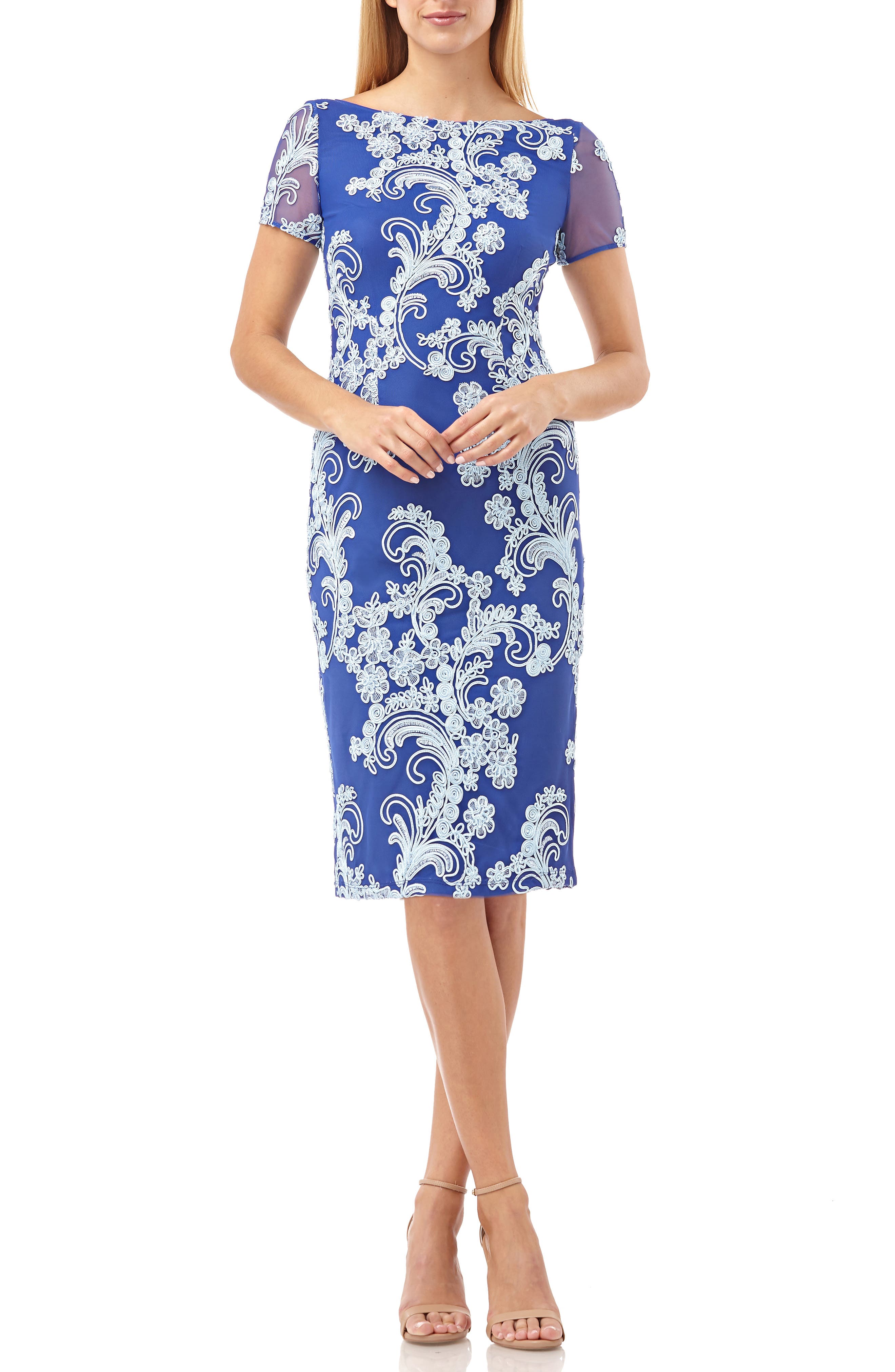 Js Collections Soutache Cocktail Sheath Dress, Blue