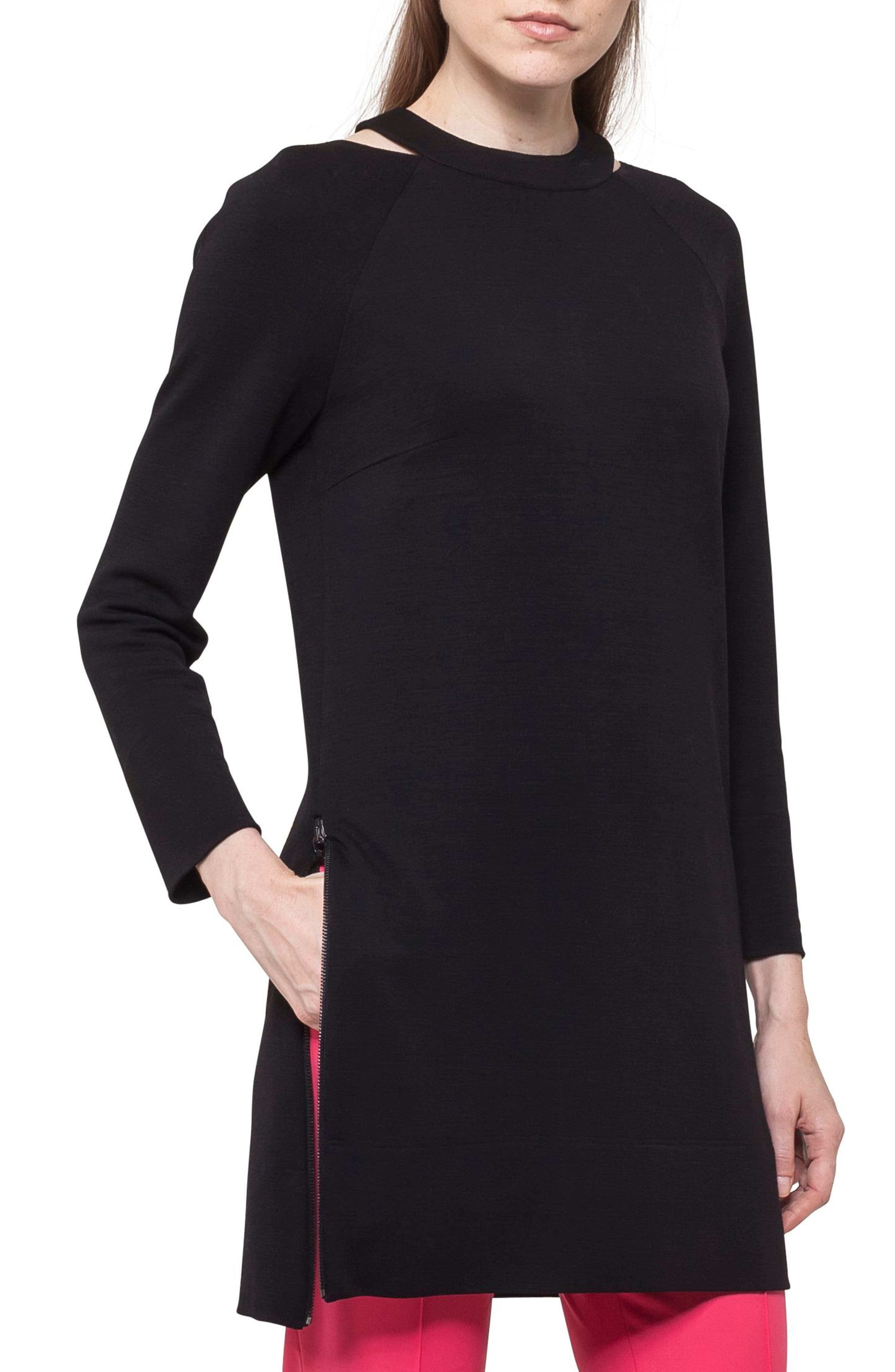 Akris Punto Choker Neck Tunic Dress, Black