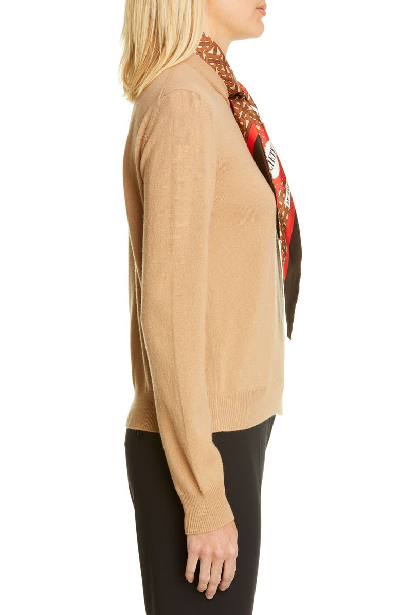 BURBERRY SCARF NECK CASHMERE CARDIGAN,4548369