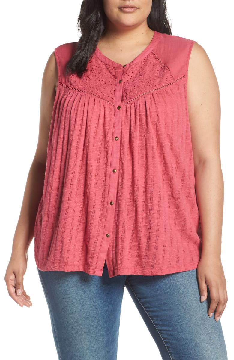 Lucky Brand Tops EYELET YOKE TANK TOP