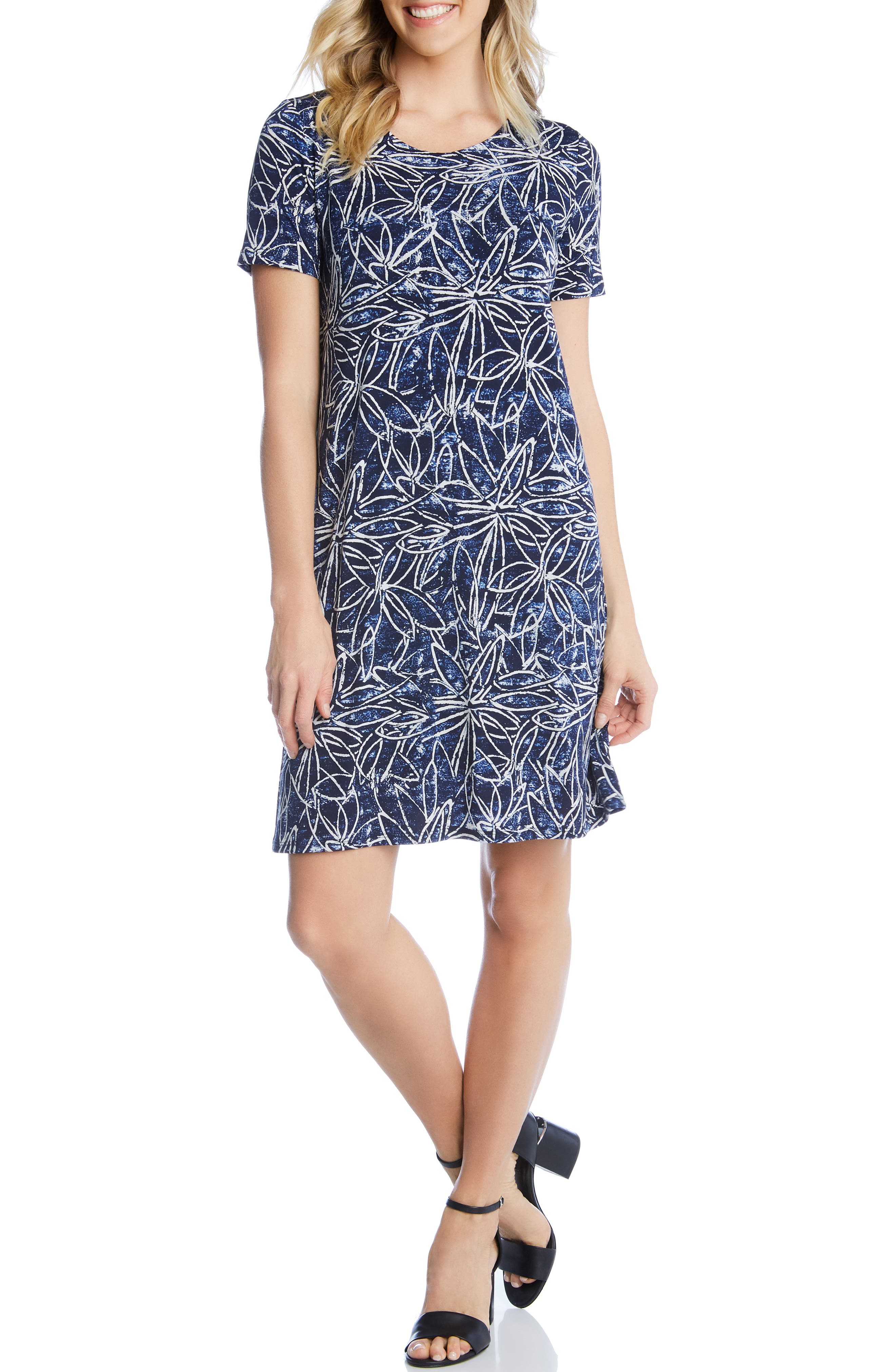 Karen Kane Floral Print Shift Dress, Blue