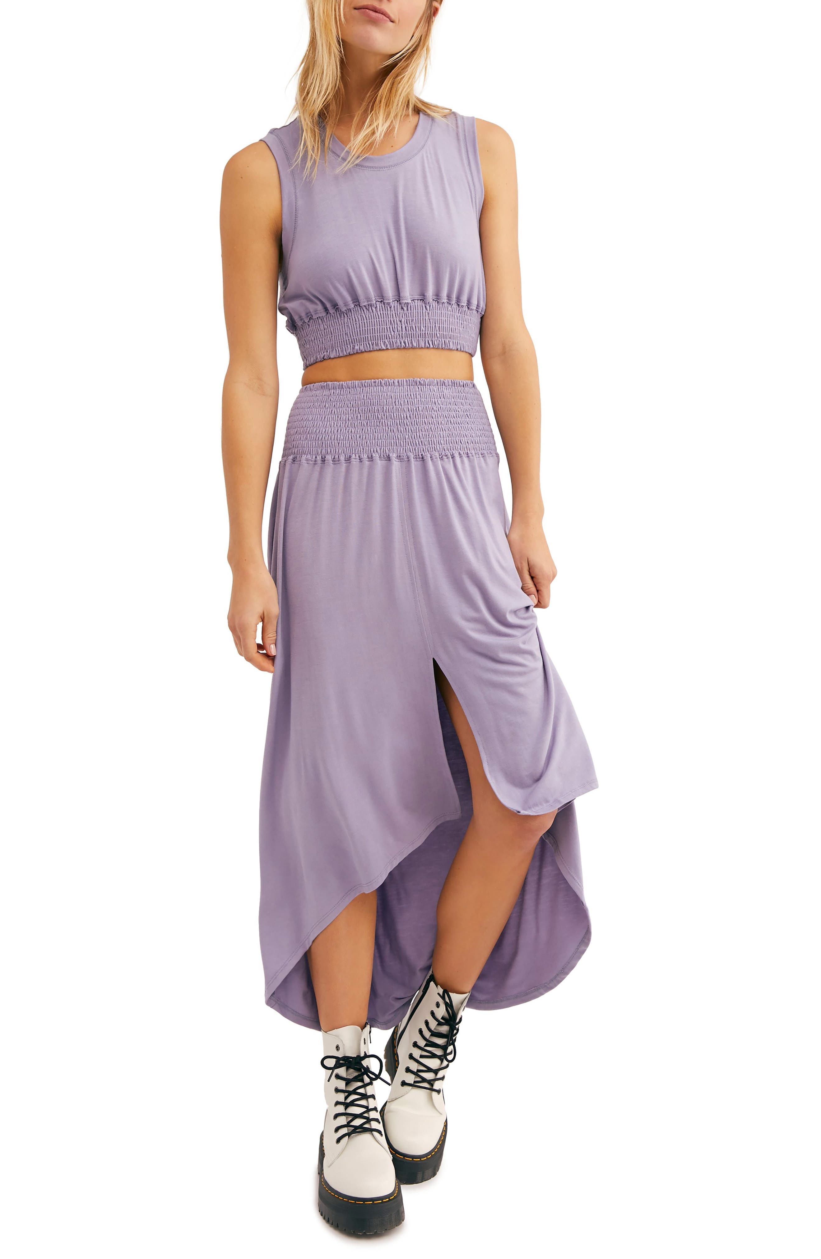 Endless Summer By Free People Morningside Crop Top & High/low Skirt, Purple