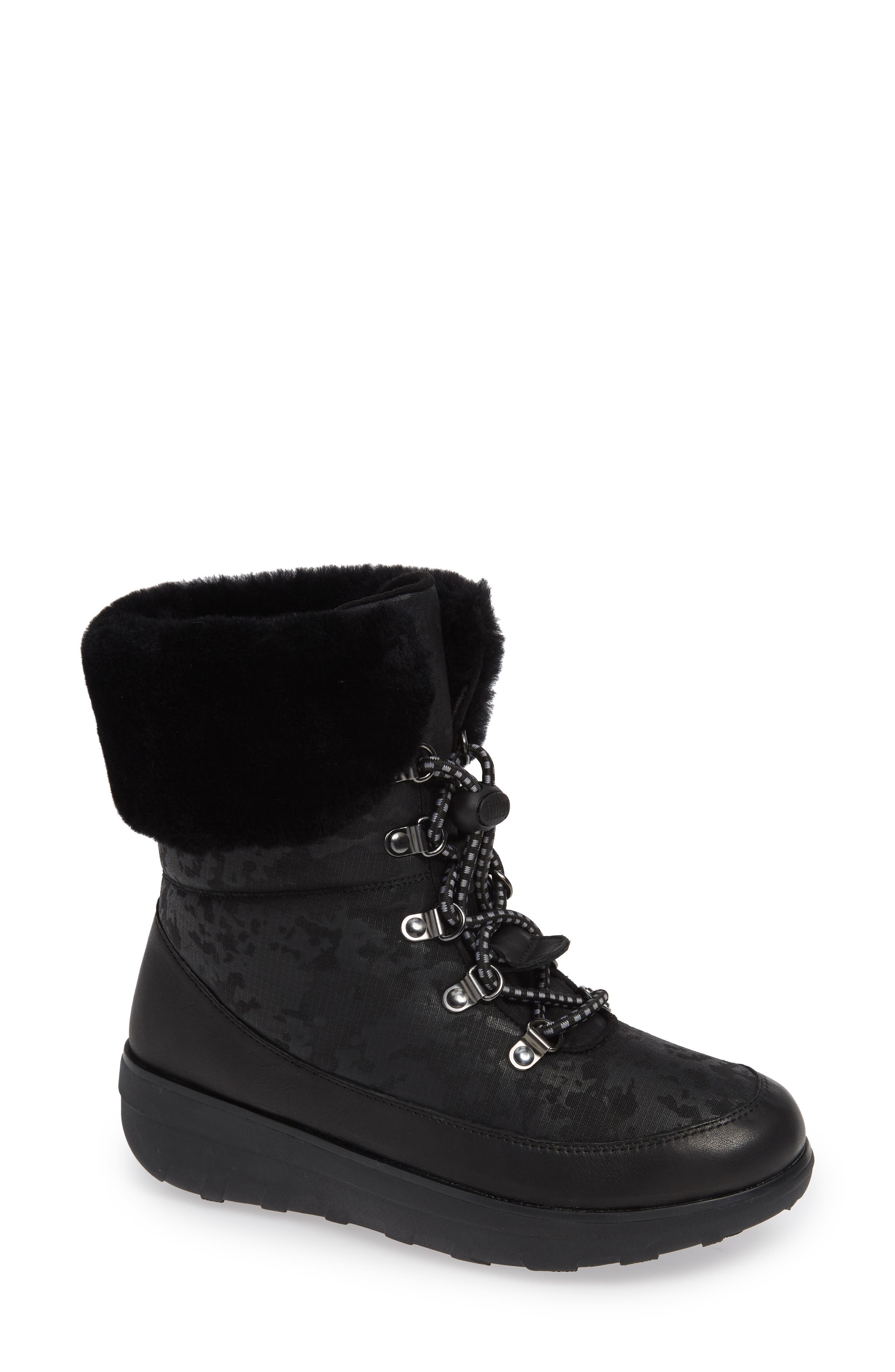 Fitflop Holly Genuine Shearling Lined Bootie, Black