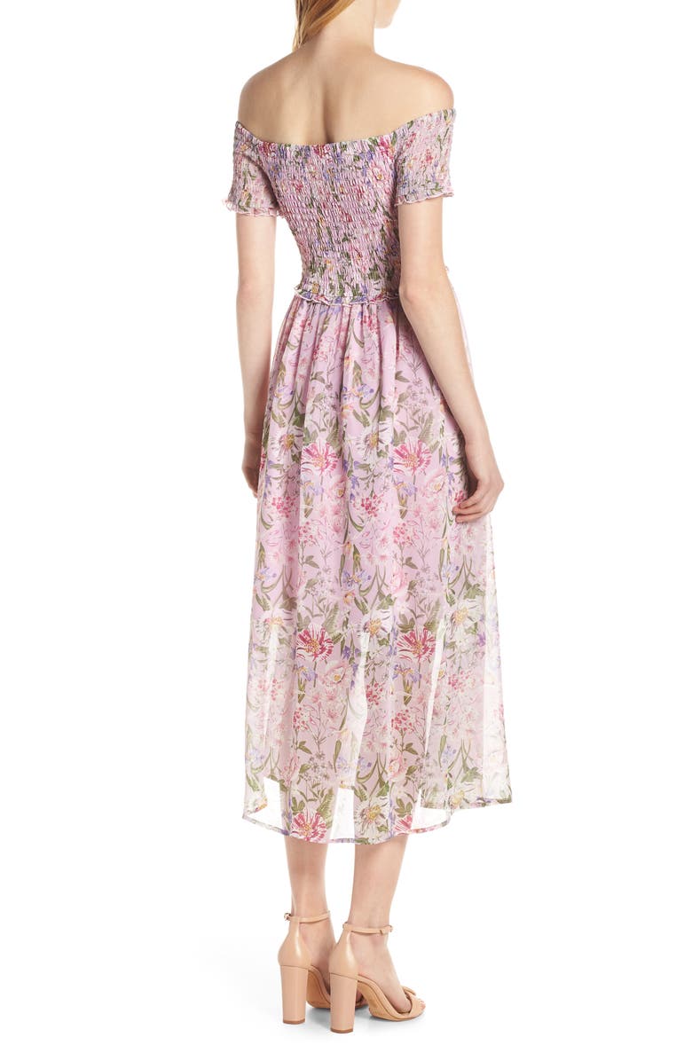 Sam Edelman Smocked Off The Shoulder Dress In Petal Pink Multi | ModeSens