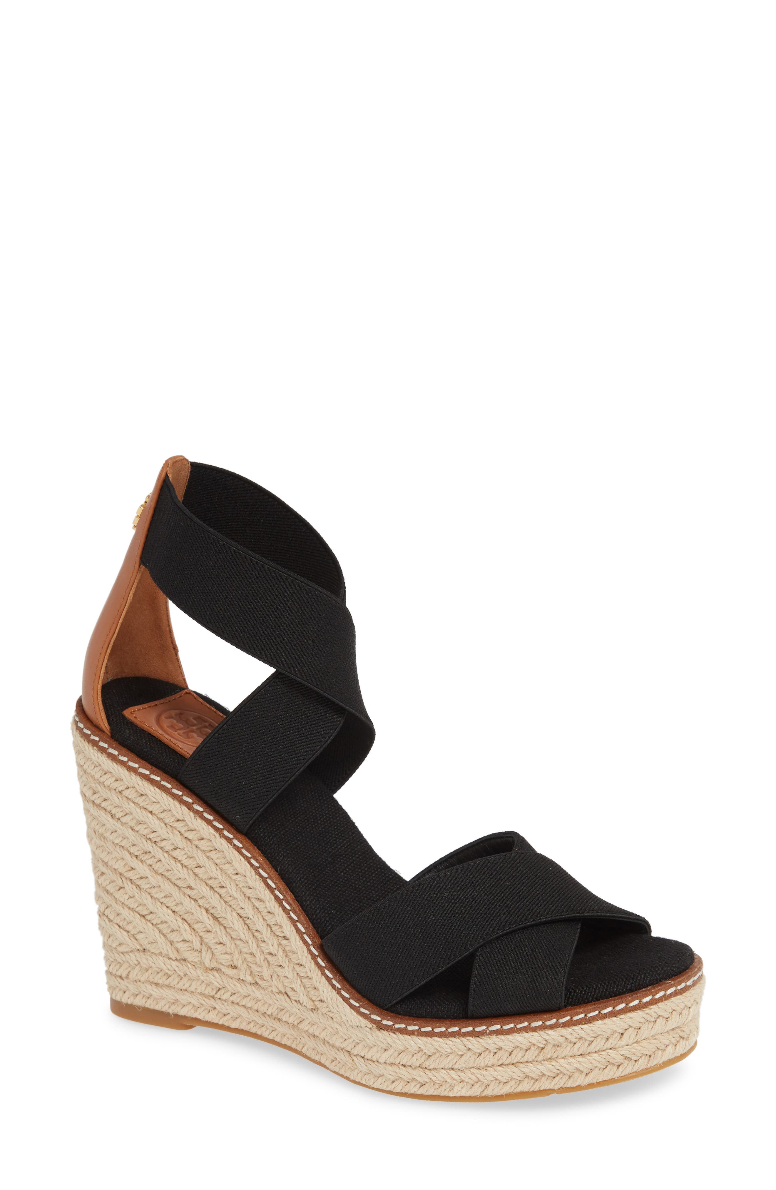 Tory Burch Frieda Espadrille Wedge Sandal- Black