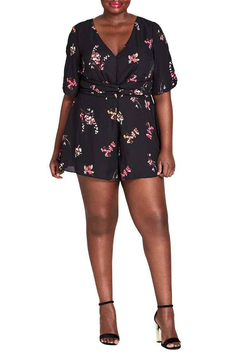 City Chic Akari Floral Romper (Plus Size) Nordstrom