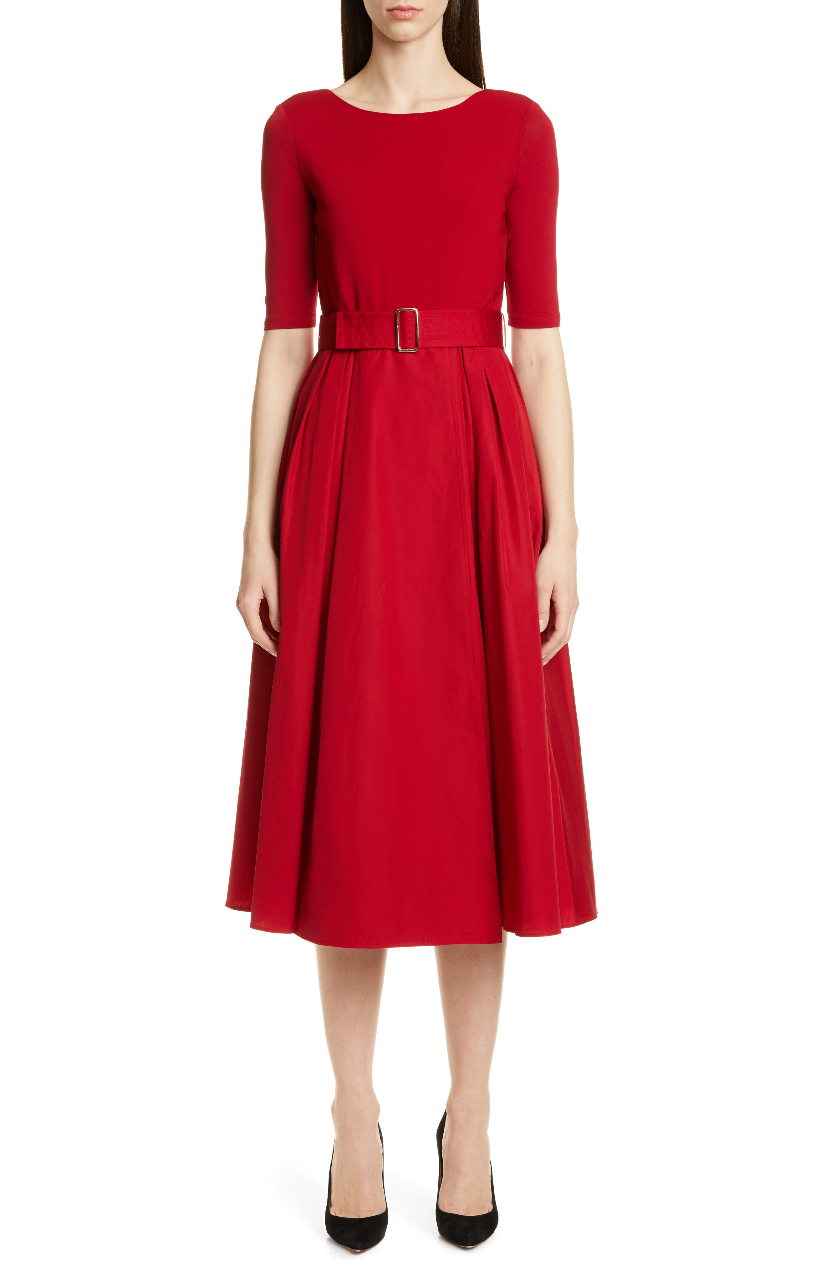 Max Mara Affine Belted Midi Dress, Red