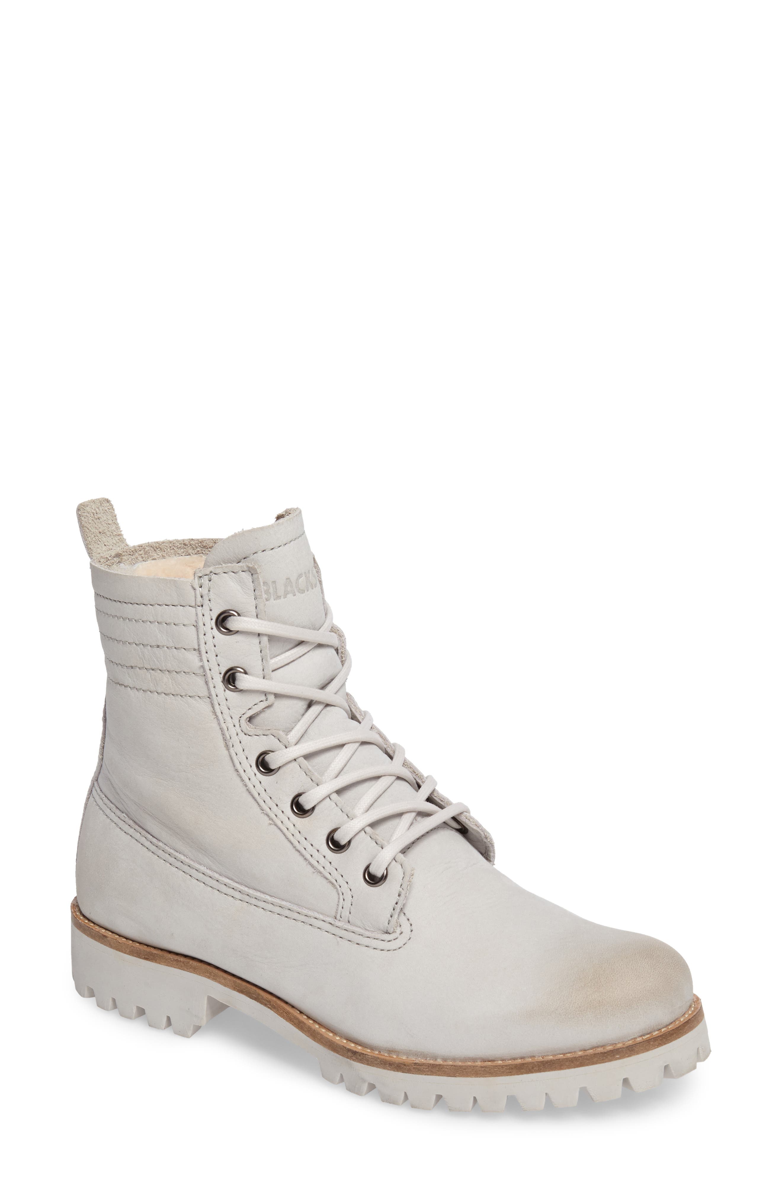 Blackstone Ol22 Lace-Up Boot With Genuine Shearling Lining Grey