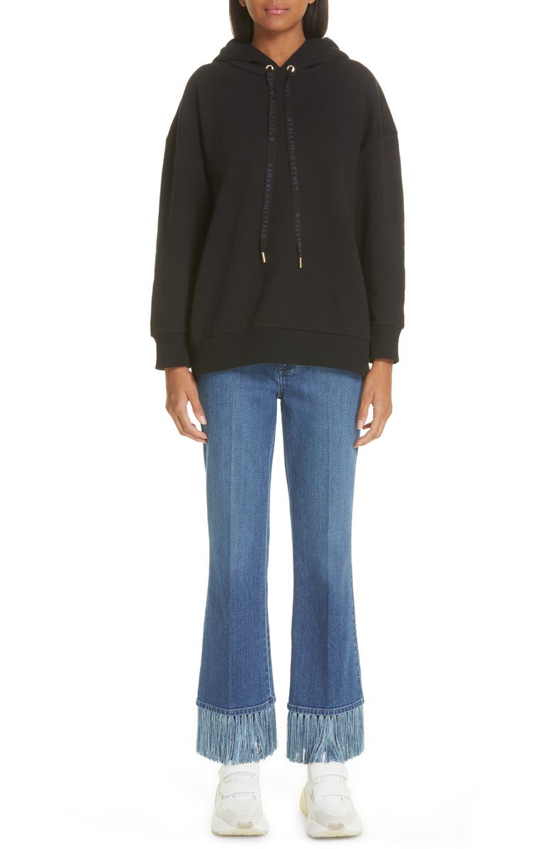 Stella Mccartney Fringe Hem Kick Flare Jeans In Pale Blue