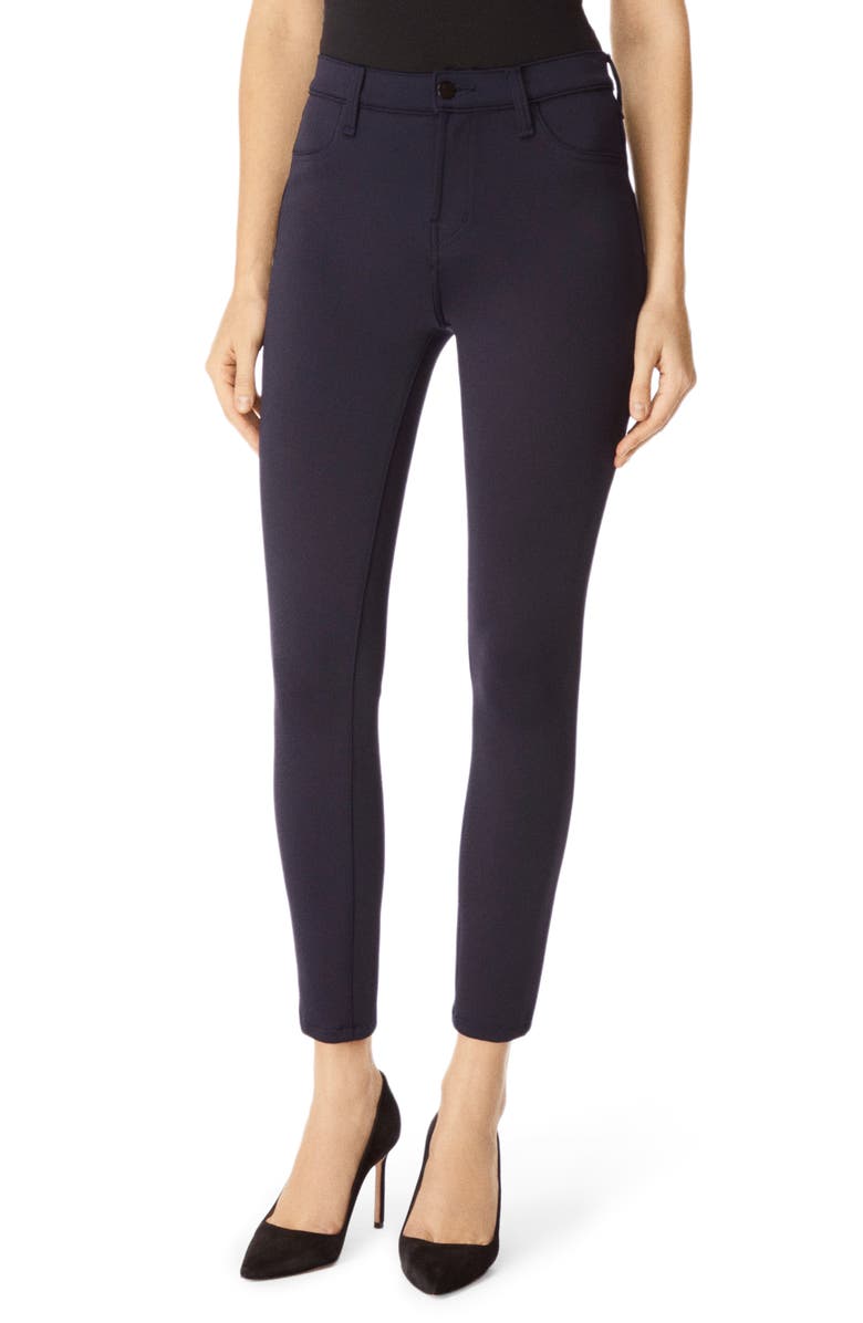 J Brand Alana High Waist Crop Scuba Knit Skinny Jeans In Navy