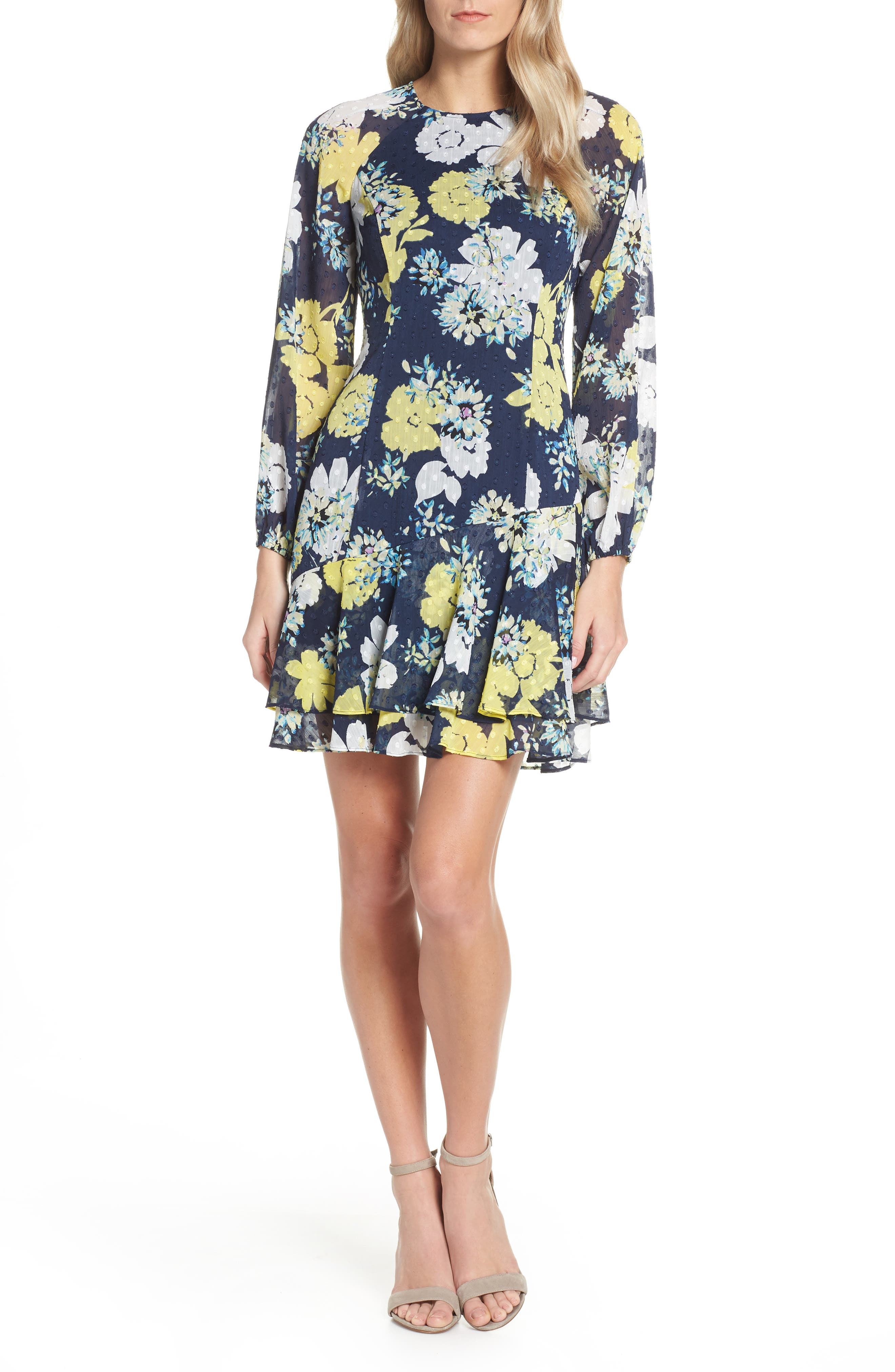 Eliza J Ruffled Fit & Flare Dress, 8 (similar to 1) - Blue